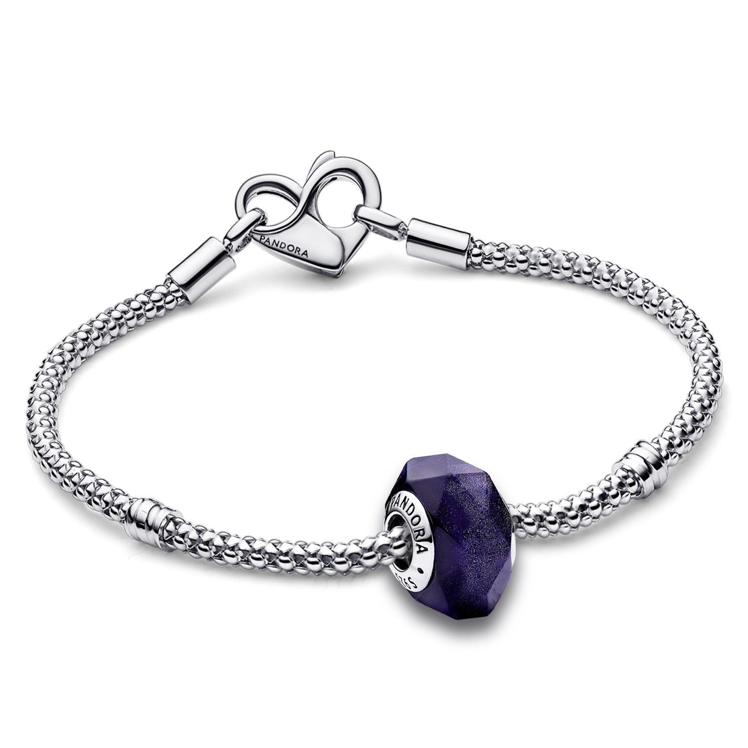 Pandora Charm-Armband Starter-Set Facettiertes Blaues Muranoglas günstig online kaufen