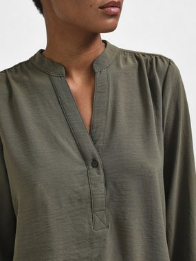SELECTED FEMME Blusenshirt Einfarbige Langarm Bluse V-Ausschnitt Tunika SLFMIVIA (1-tlg) 4203 in Khaki