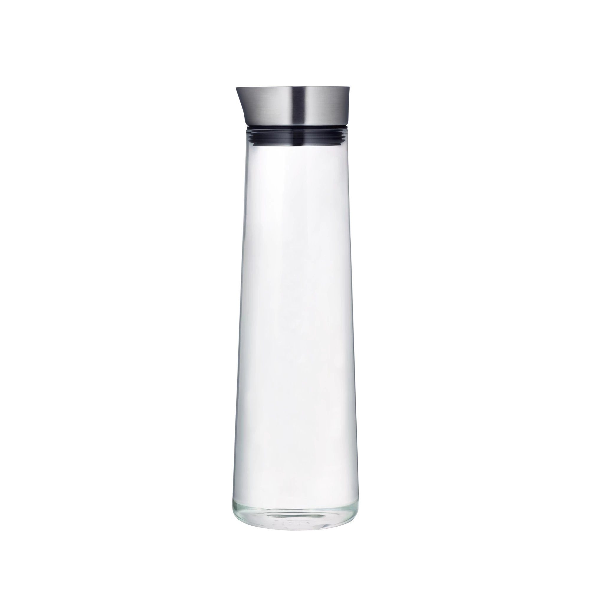 blomus Wasserkaraffe -ACQUA- Wasserkaraffe: Stilvolles Design mit Edelstahl-Ausgießer, Edelstahl, Glas, 1000 ml, Transparent, Zeitloses Design, Pflegeleicht
