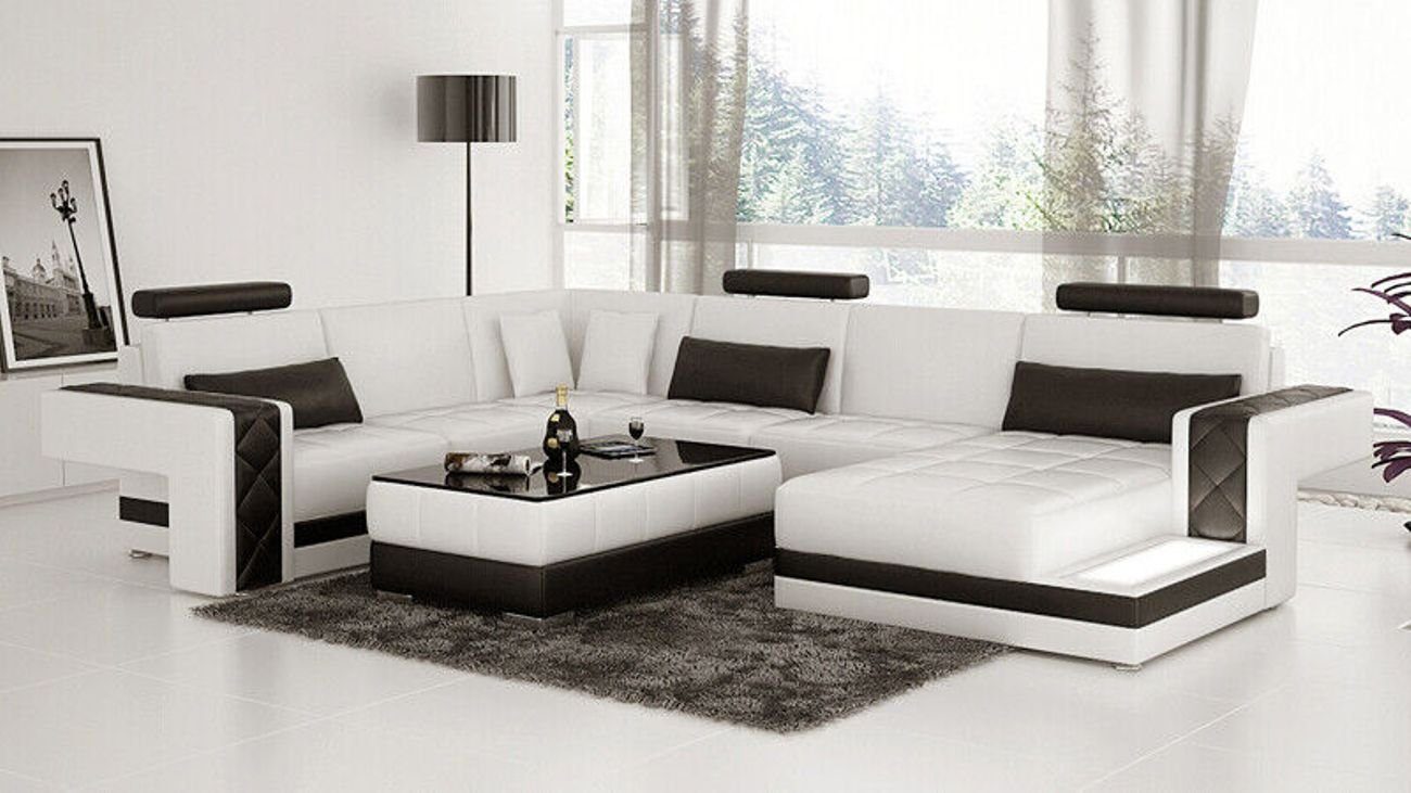 JVmoebel Ecksofa Ledersofa Couch Wohnlandschaft Ecksofa Eck Garnitur Modern Sofa