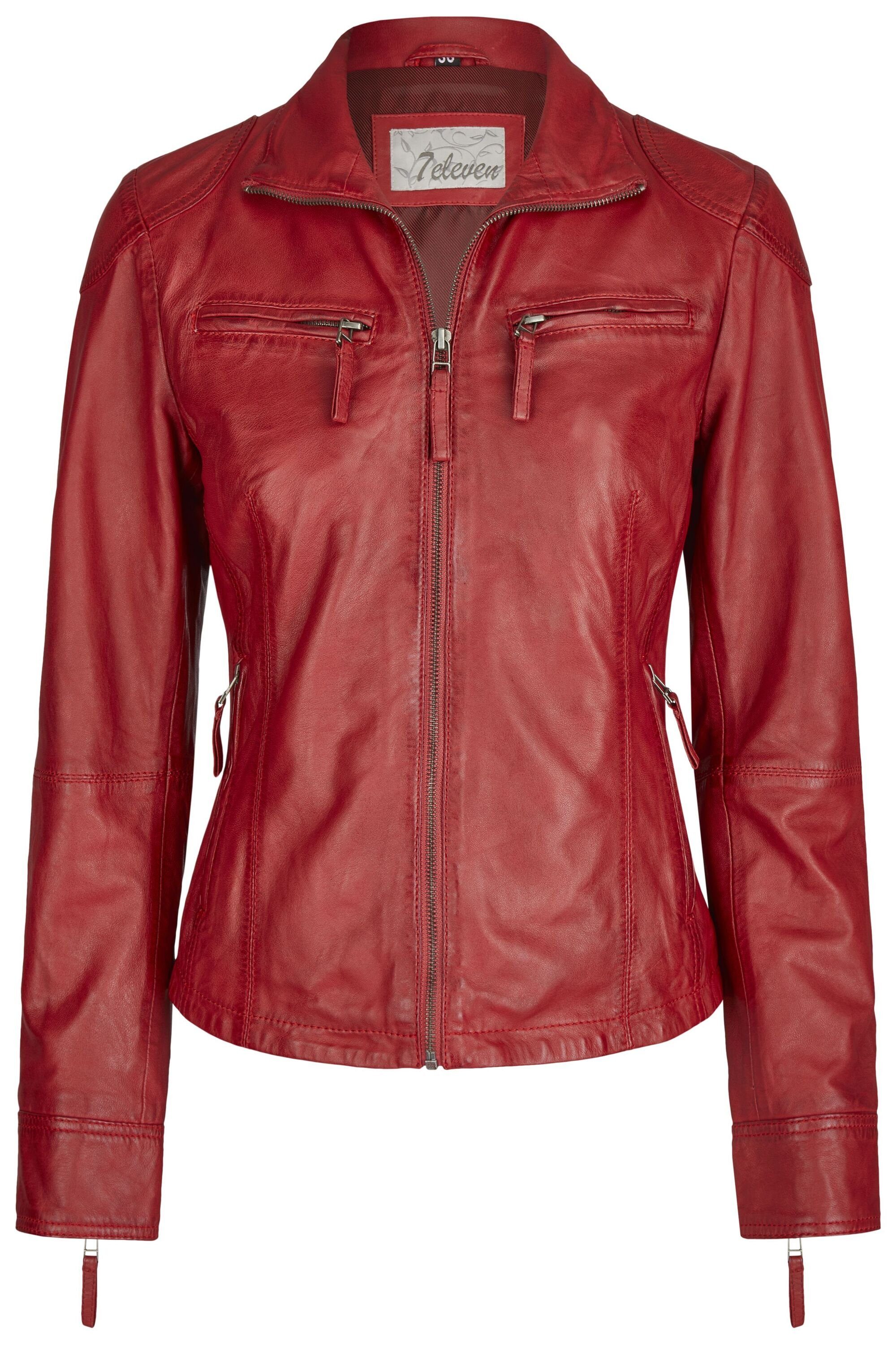 7eleven Lederjacke SEANA (1-St) mit Reißverschlusstaschen günstig online kaufen