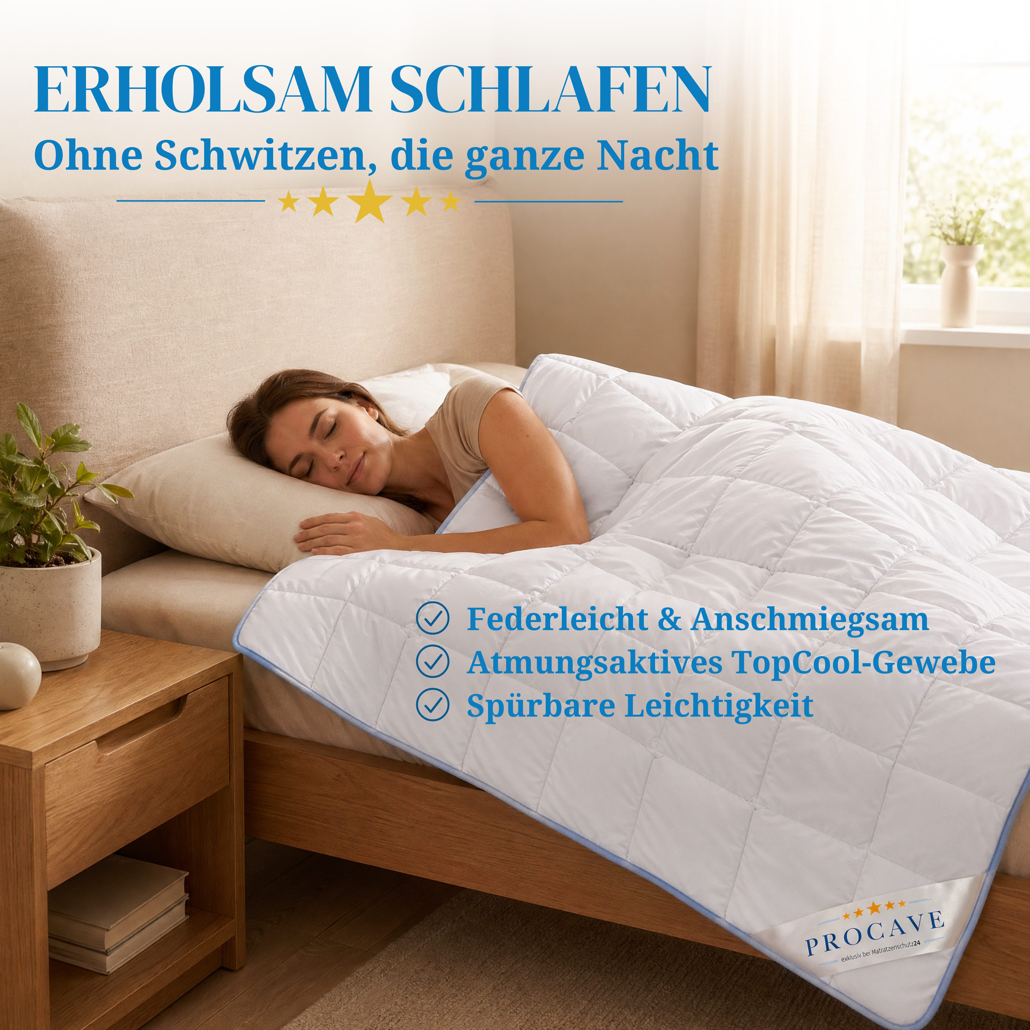 PROCAVE Sommerbettdecke TopCool Kinderbettdecke federleicht, atmungsaktiv, Made in Germany, Atmungsaktive Sommerdecke, schadstoffgeprüft, 100x135 cm – Bild 2 von 5
