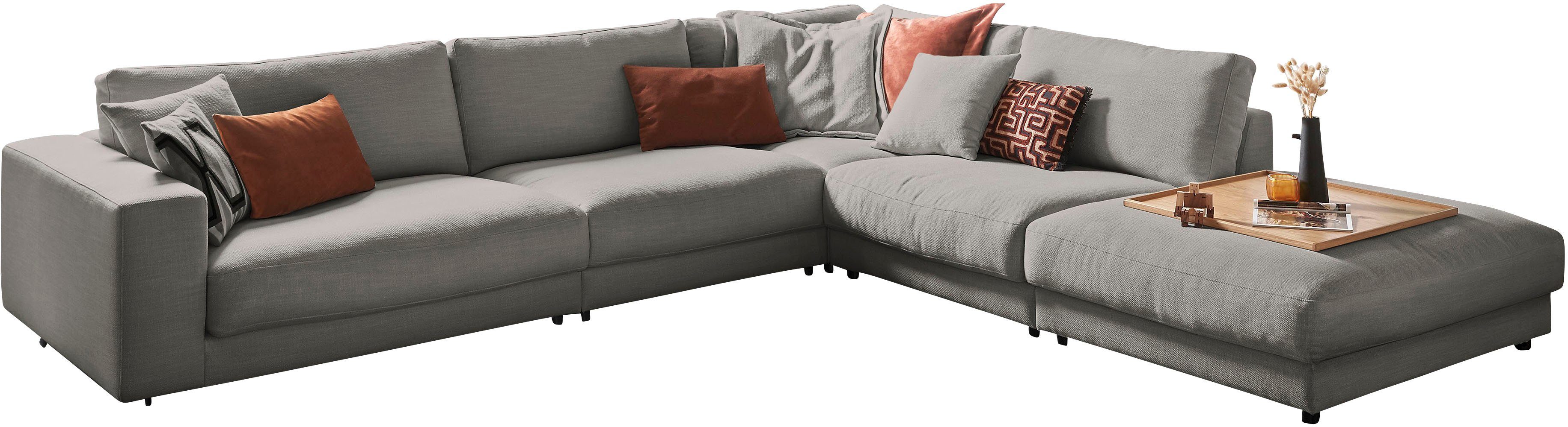 3C Candy Ecksofa Enisa II, bequem und komfortabel, großes Familiensofa, L-Form, incl. 3 Flatterkissen, wahlweise mit Flecken-Schutz-Bezug Easy care