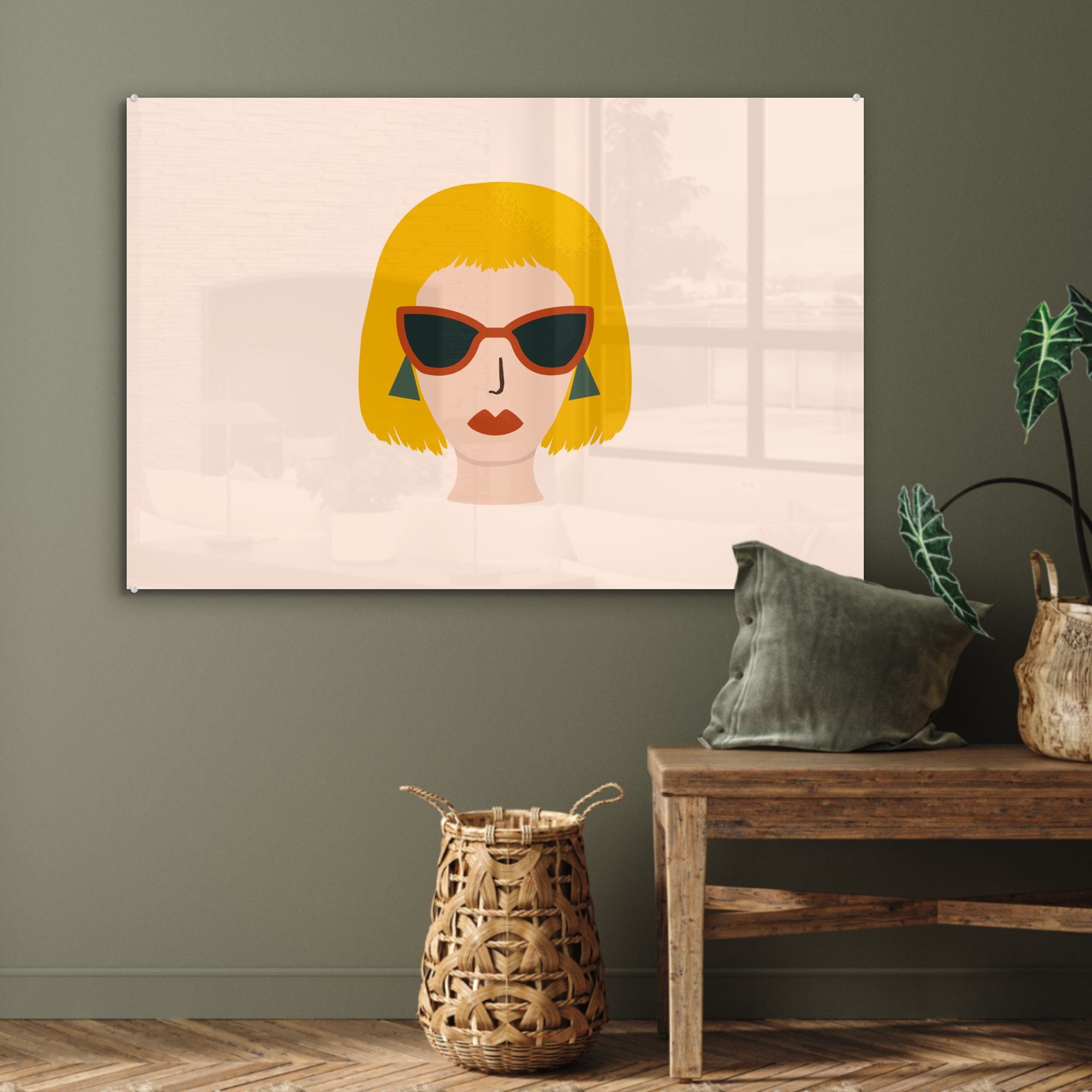 - Sommer, & St), (1 Wohnzimmer Acrylglasbild Frau - Schlafzimmer Sonnenbrille MuchoWow Acrylglasbilder