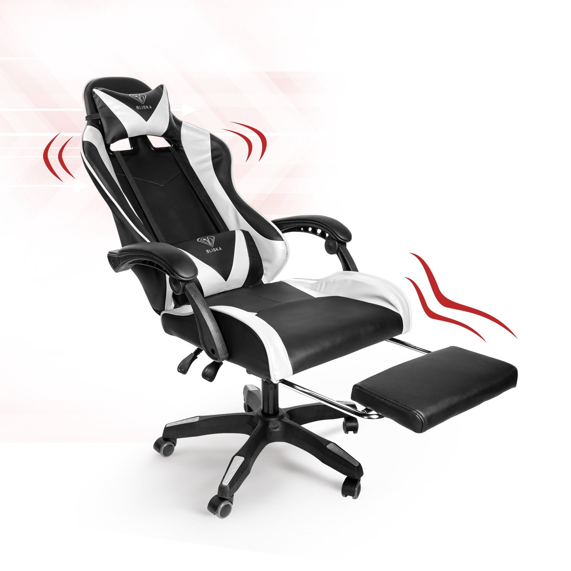 Schwarz/Weiß TRISENS im Bürostuhl Racing-Design Fußstütze Chefsessel Gaming Stück), ergonomischen Stuhl Spartak (1 mit