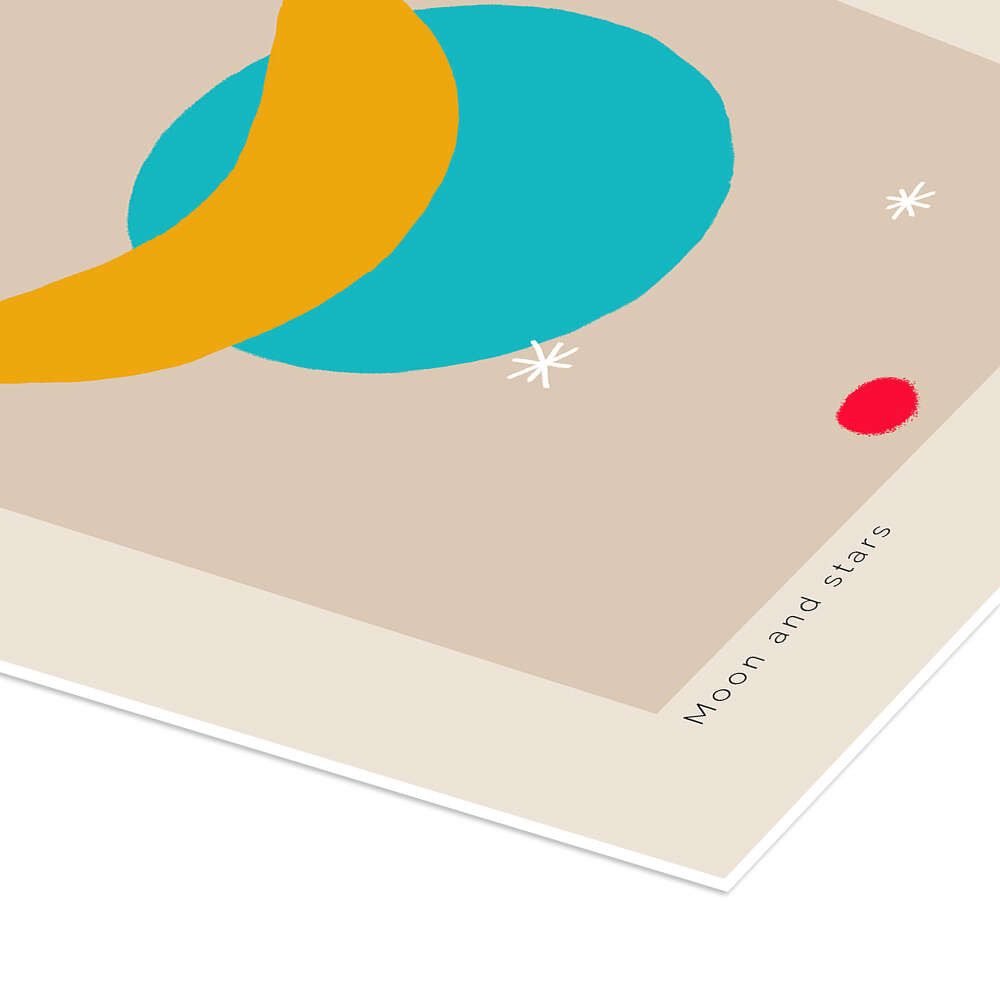Posterlounge Wandbild Joan Miró - Moon and stars, Exhibition Posters, erhältlich als Poster, Leinwandbild, Wandsticker oder Acrylglasbild