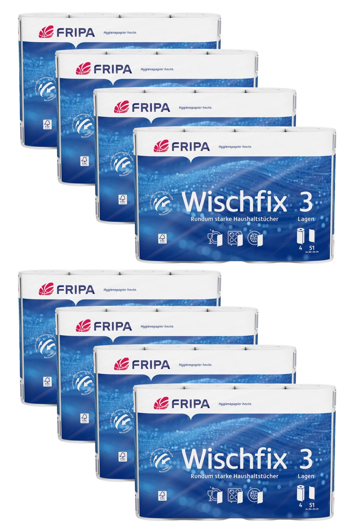 DocMed Papierküchenrolle Fripa - Wischfix Haushaltstücher 3-lagig (Einzelpack oder Großpack 1-St. Multipack), Umweltfreundliche Produktion