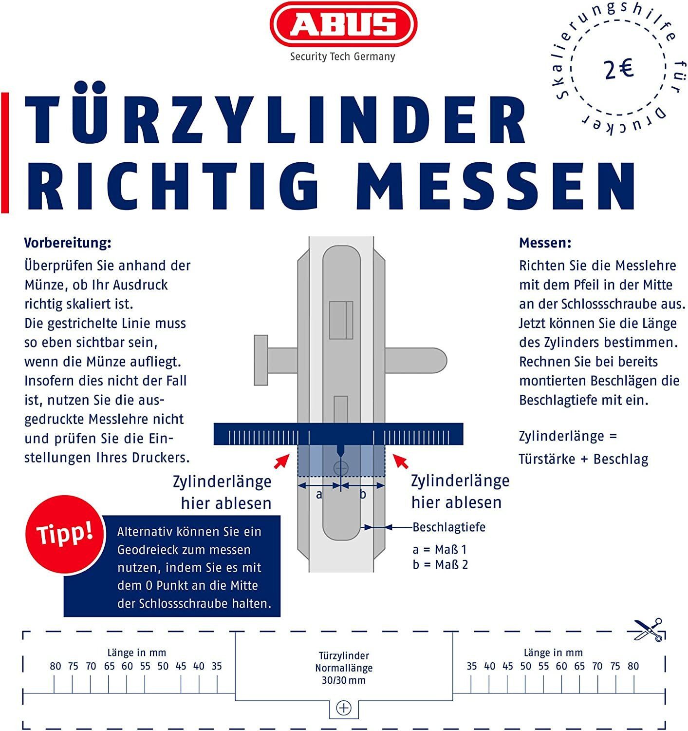 ABUS Schließzylinder Euro Profilzylinder 10/30 mit 3 Schlüsseln Vernickelt Doppelzylinder, Türzylinder Schließzylinder Profilzylinder Türschloss Zylinder – Bild 4 von 5