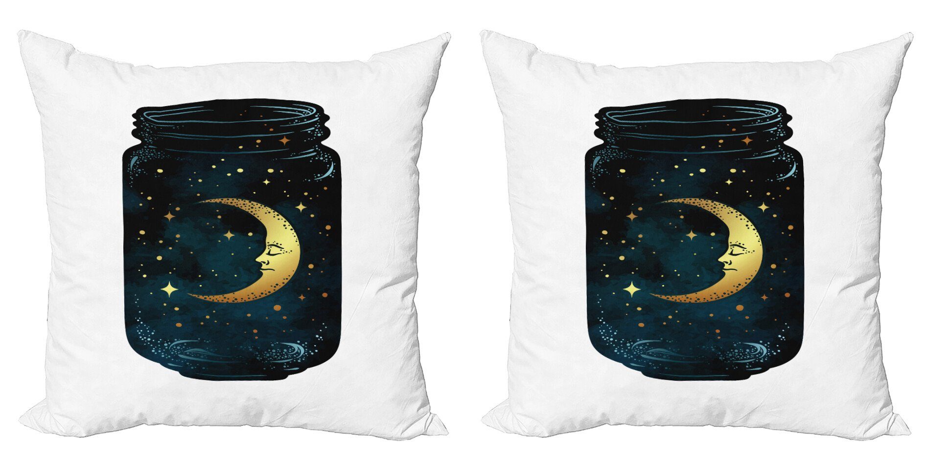Kissenbezüge Modern Accent Doppelseitiger Digitaldruck, Abakuhaus (2 Stück), Mond Crescent und Sterne in Merk Jar