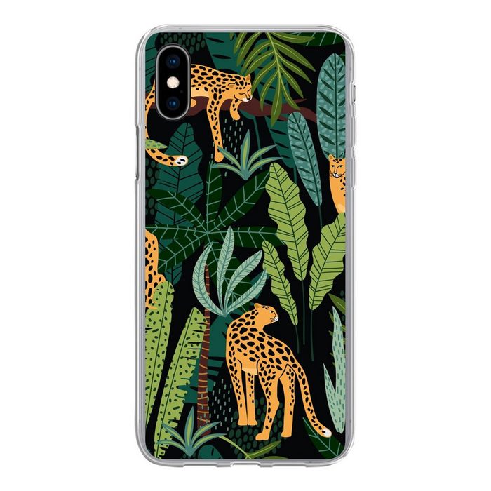 MuchoWow Handyhülle Dschungel - Panther - Muster - Jungen - Mädchen - Pflanzen Handyhülle Apple iPhone Xs Smartphone-Bumper Print Handy