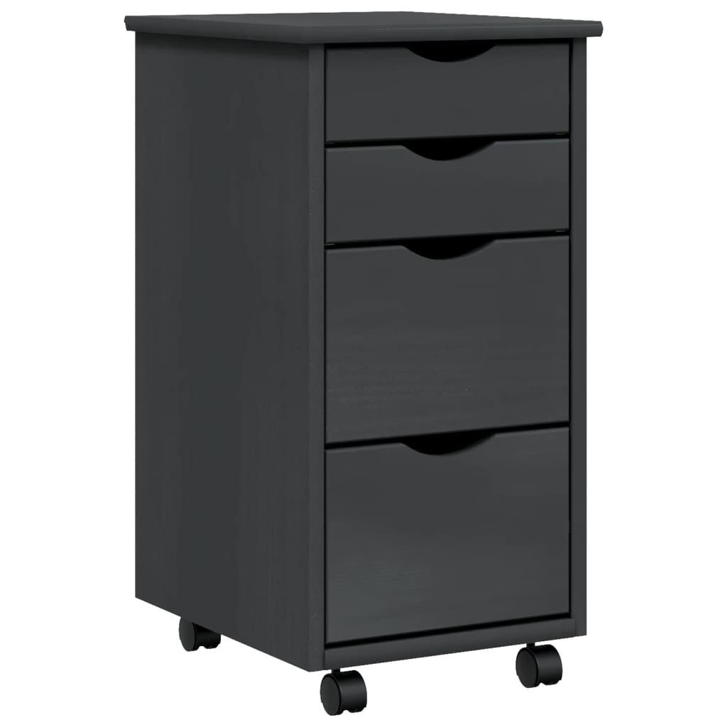 Aktenschrank Rollschrank mit Schubladen MOSS Grau Massivholz Kiefer Schubladenschra