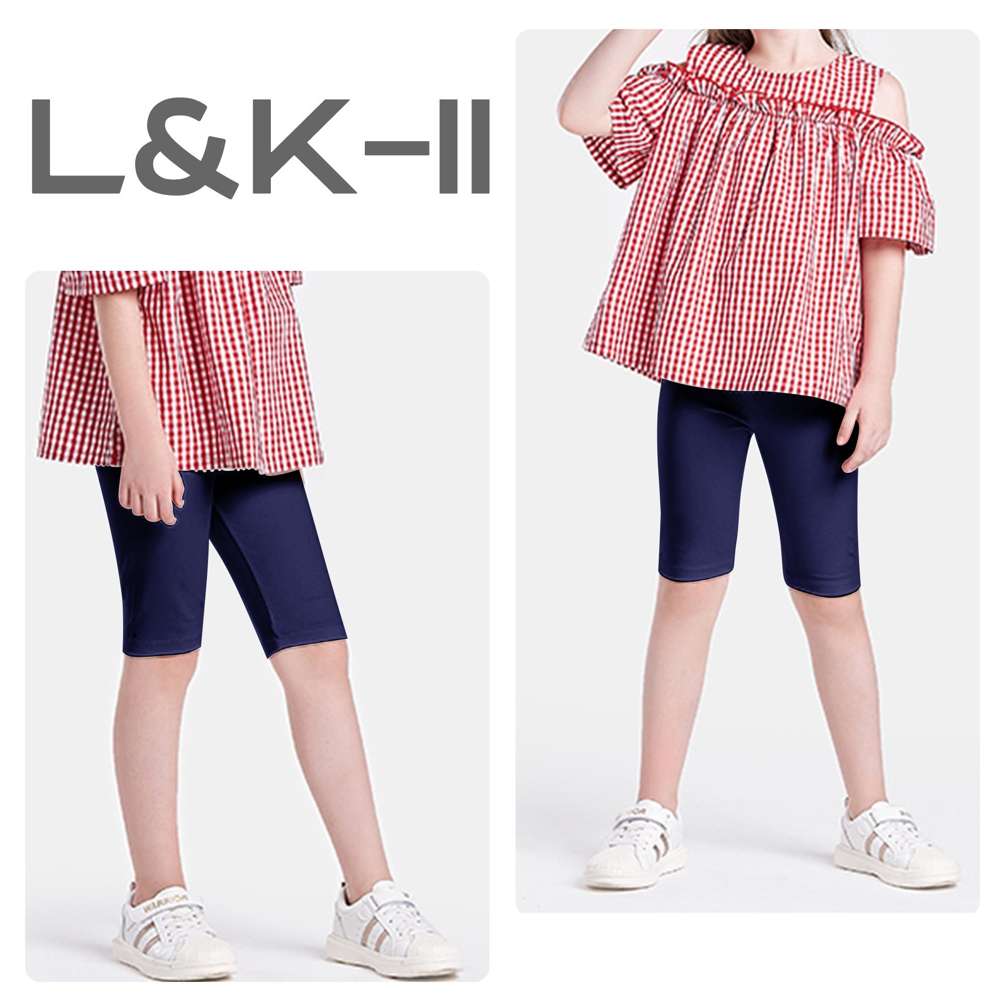 L&K-II Radlerhose 4532 (1er-Pack) aus Dunkelblau Radlerhose Mädchen Baumwolle Leggings Kurz