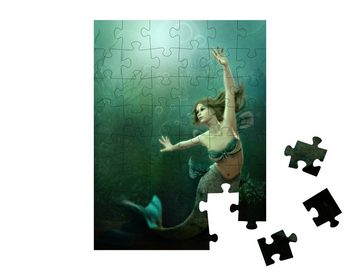 puzzleYOU Puzzle Tanzende Meerjungfrau im Meer, 48 Puzzleteile, puzzleYOU-Kollektionen Meerjungfrau