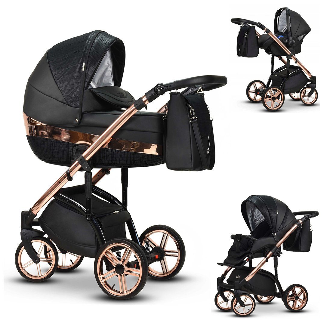 Kombi-Kinderwagen Vip Lux 4 in 1 inkl. Sportsitz, Autositz und Zubehör in 18 Farben