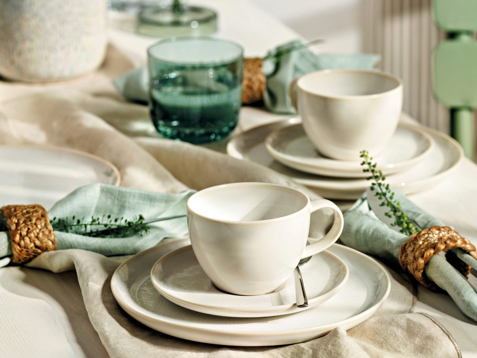 like. by Villeroy & Boch Geschirr-Set Crafted Cotton Kaffeeobertasse 0,25l Set6, Premium Porcelain