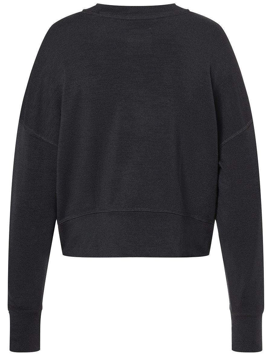 SUPER.NATURAL Sweatshirt Merino lässiger Black SWEATER KRISSINI Merino-Materialmix Sweatshirt W Jet