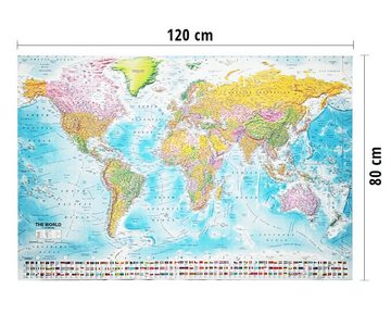 Close Up Leinwandbild Weltkarte Pinnwand XXL 2020 MAPS IN MINUTES
