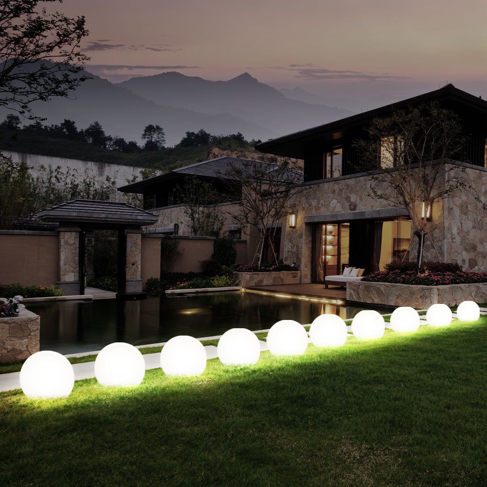GLOBO LIGHTING LED Gartenleuchte, LED-Leuchtmittel fest verbaut, Warmweiß, 10er Set LED Außen Solar Lampen Kugel Design Erd Spieß Steck