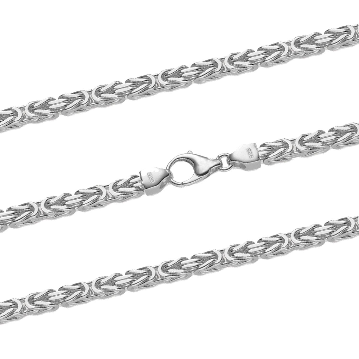 HOPLO Königskette Silberkette Königskette Länge 19cm - Breite 4,0mm - 925 Silber, Made in Germany