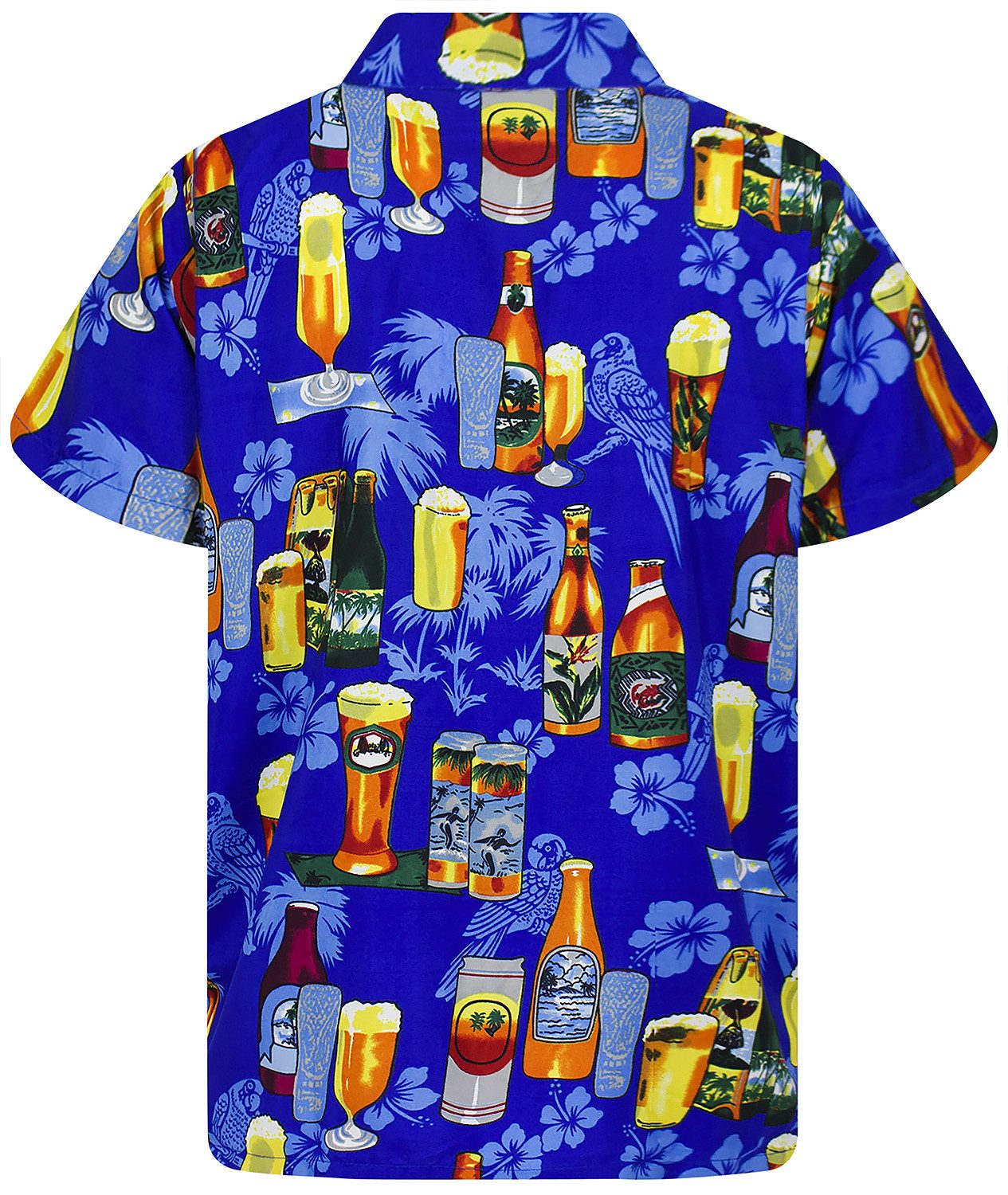 King Kameha Hawaiihemd "Beerbottle" Funky Hawaii-Hemd Herren Kurzarm Front-Tasche Stylish
