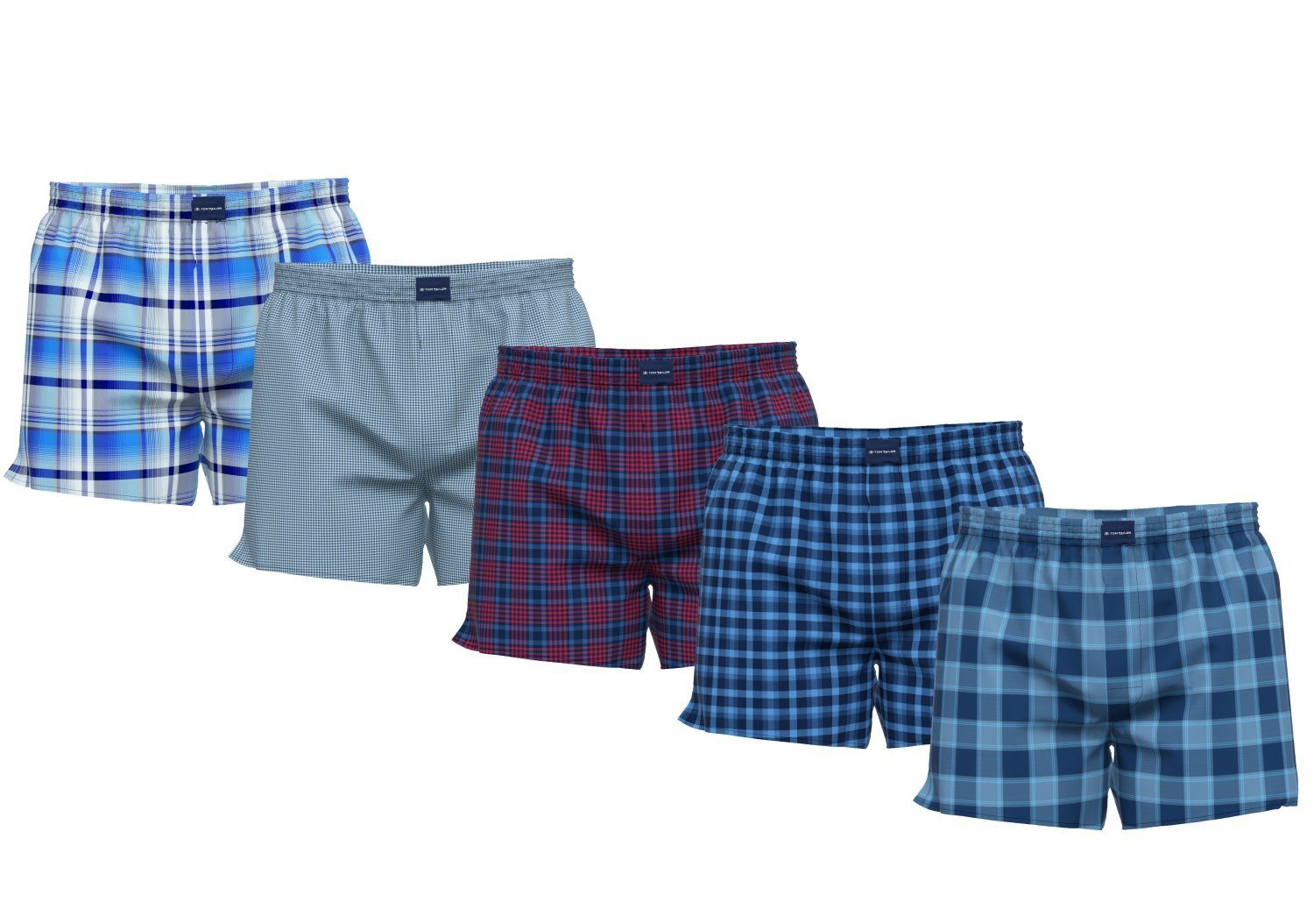 TOM TAILOR Herren Boxer Boxershorts Pack Shorts Baumwolle 5er (5-St)