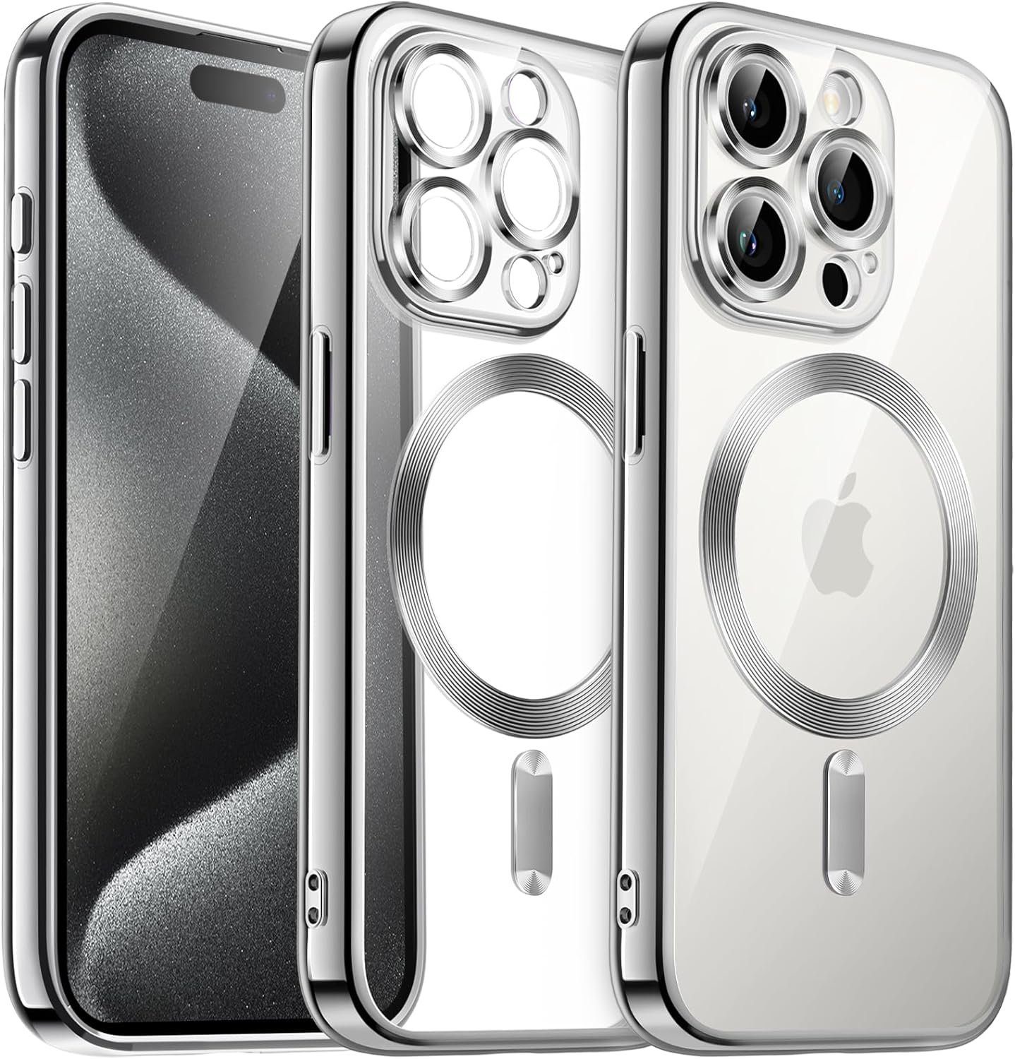 Megaphonic Handyhülle iPhone 15 Pro Max(6,7) MagSafe Hülle Schutz Case Original Farbe vom iPhone 15 Pro Max, integrierten KAMERASCHUTZGLAS