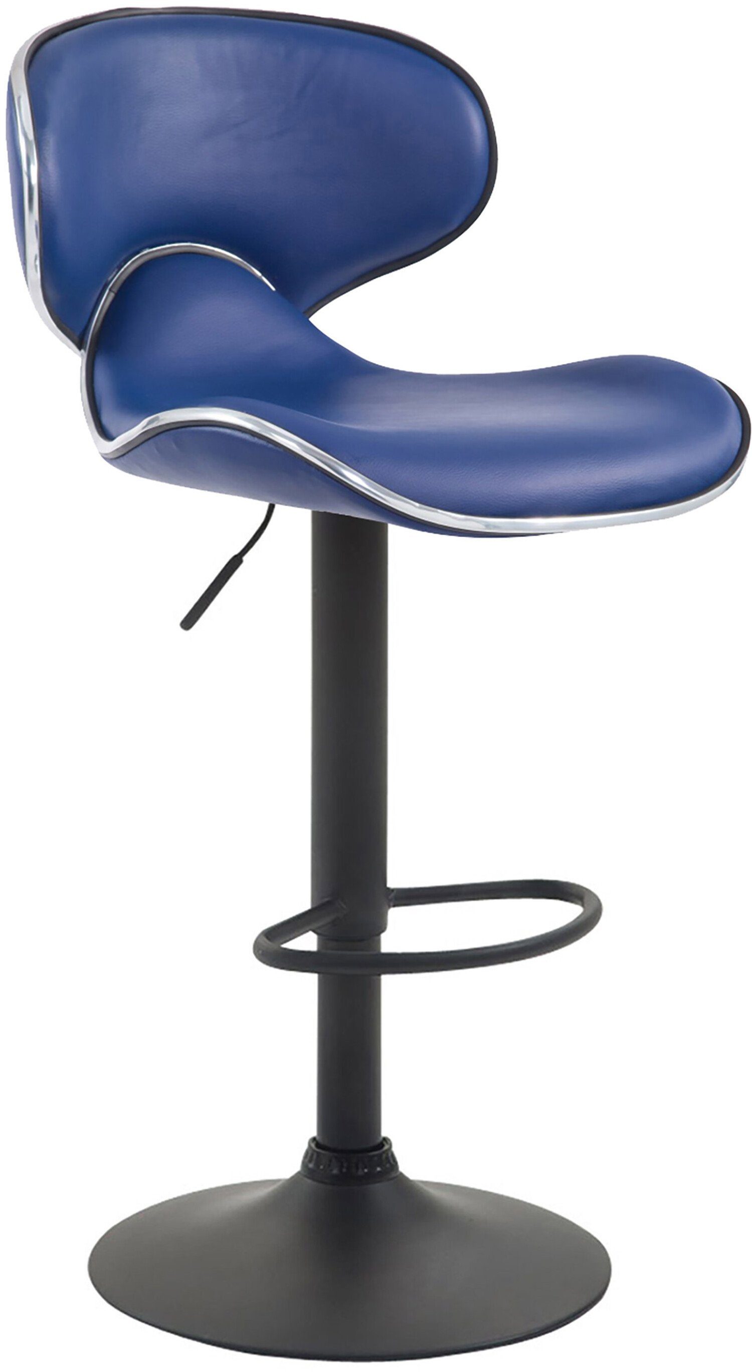 TPFLiving Barhocker Las-Palmas (mit hoher Rückenlehne - höhenverstellbar - Hocker für Theke & Küche), 360° drehbar - Gestell: Metall schwarz - Sitzfläche: Kunstleder Blau