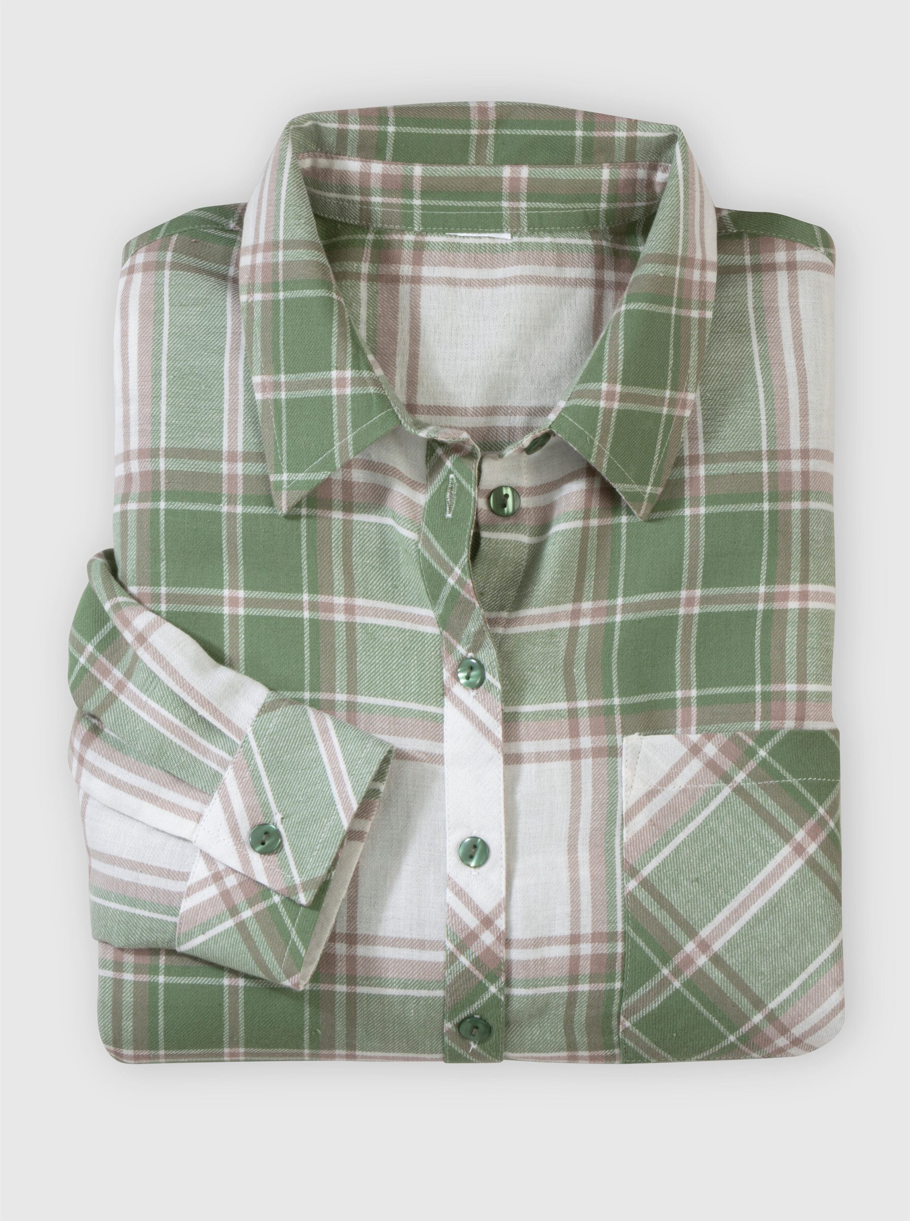 Sieh an! Klassische Bluse Flanell-Bluse Langarm
