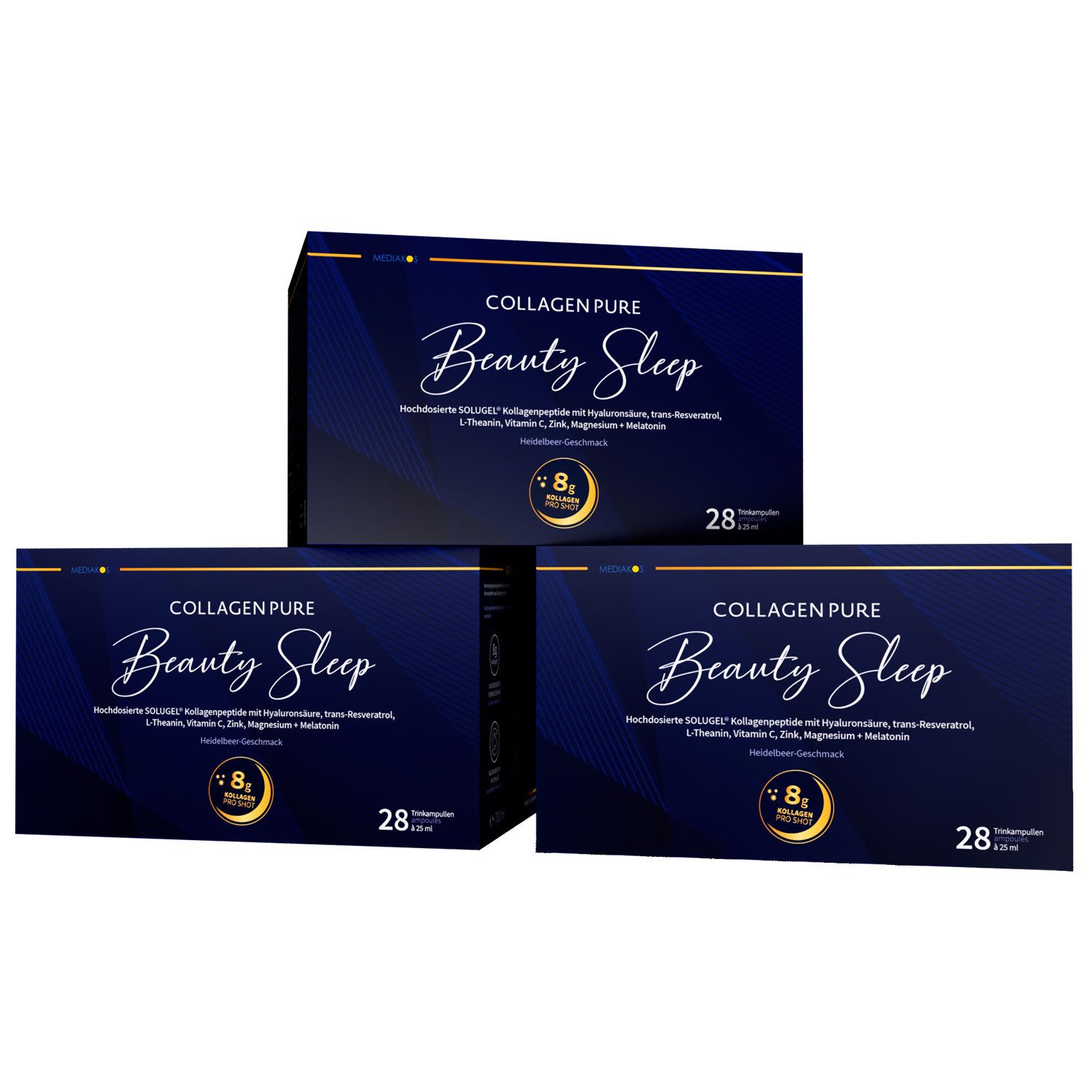 COLLAGEN PURE COLLAGEN PURE Beauty Sleep – Kollagen & Melatonin Trinkampullen, mit Hyaluronsäure, Resveratrol, Vitamin C, Zink, Magnesium & L-Theanin à 84 St., 2100 ml