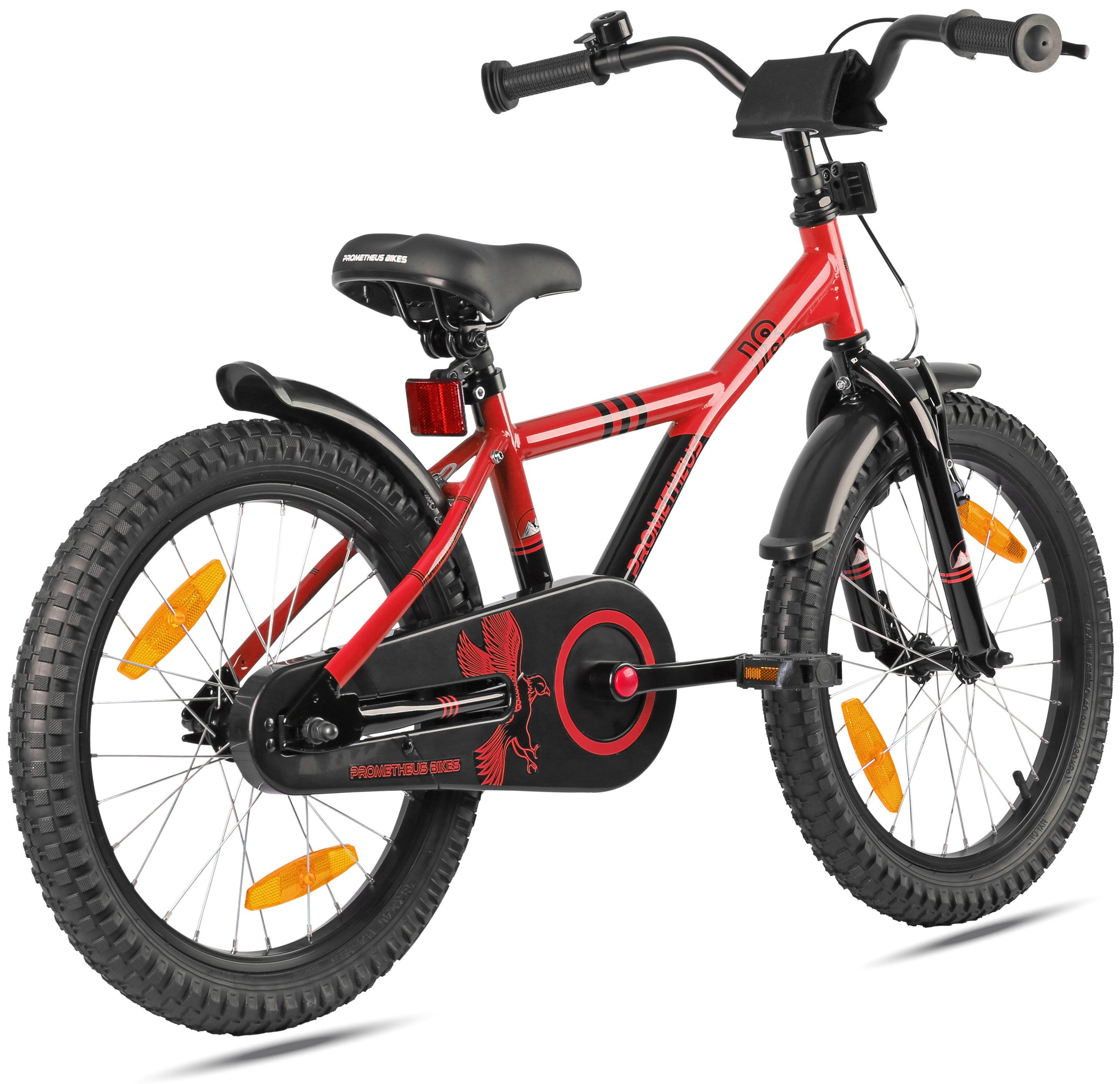PROMETHEUS BICYCLES Kinderfahrrad HAWK 18 Zoll ab 5 - 6 Jahre, 1 Gang, Junge Mädchen Fahrrad Kinder mit Rücktrittbremse Fahrradständer