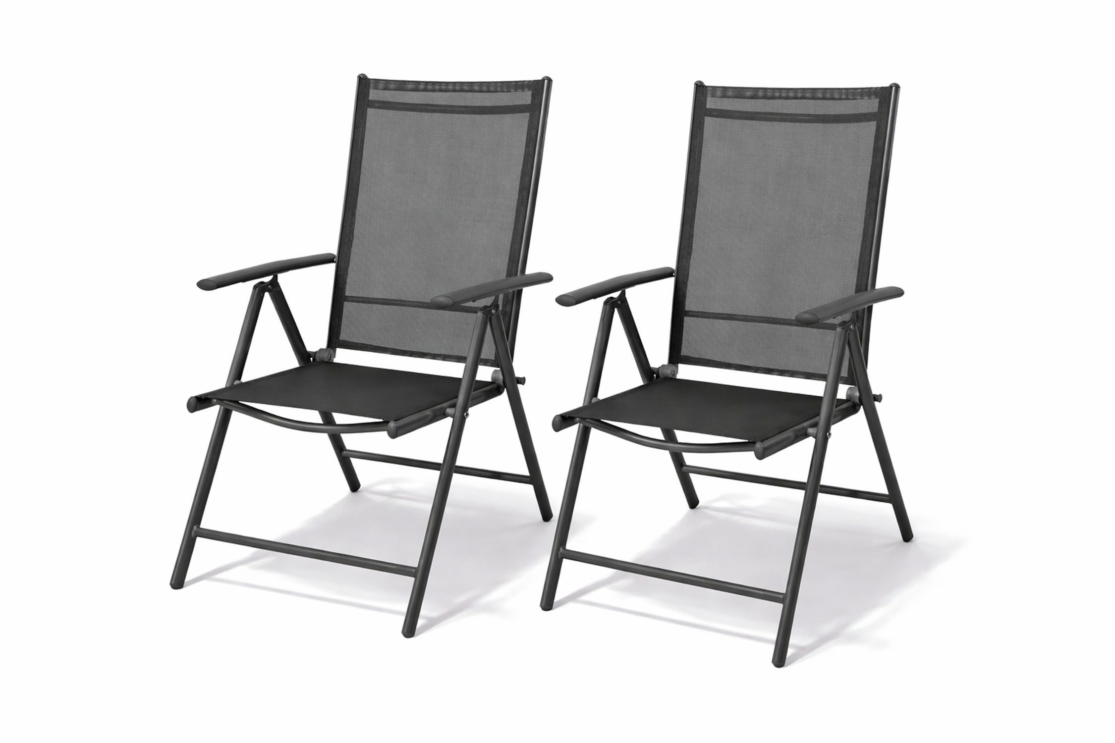 Mojawo Armlehnstuhl 2 Stk. Garten Klappstuhl Aluminium - Textilen Anthrazit / Anthrazit