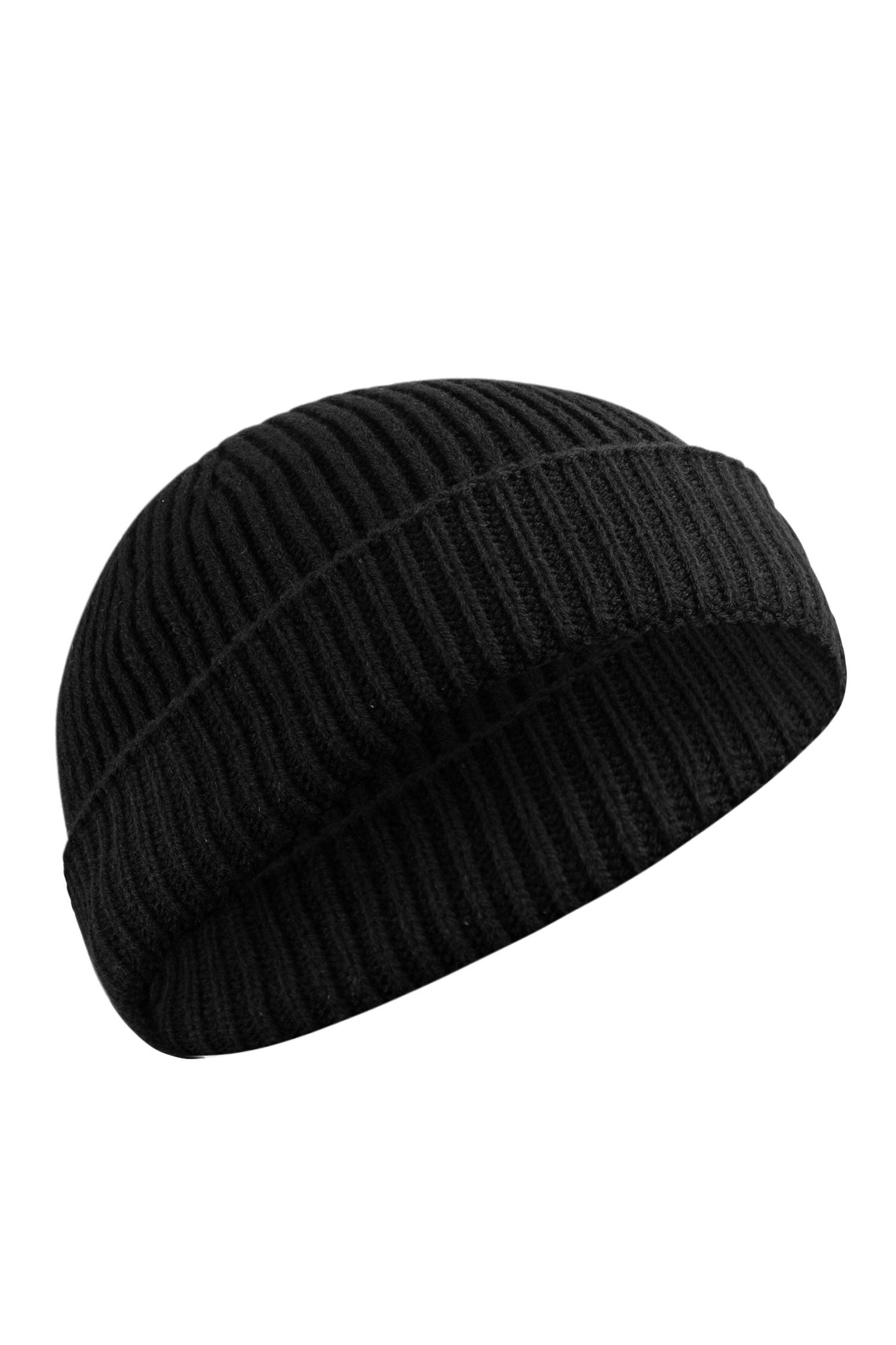 Manufaktur13 Beanie Fishermans Beanie - Strickmütze, Wintermütze, Dockermütze mit Echt-Leder Veredelung