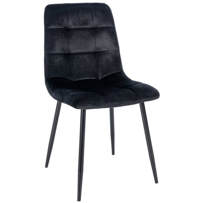 TPFLiving Esszimmerstuhl Atina mit hochwertig gepolsterter Sitzfläche - Konferenzstuhl (Küchenstuhl - Wohnzimmerstuhl) Gestell: Metall schwarz - Sitzfläche: Samt schwarz
