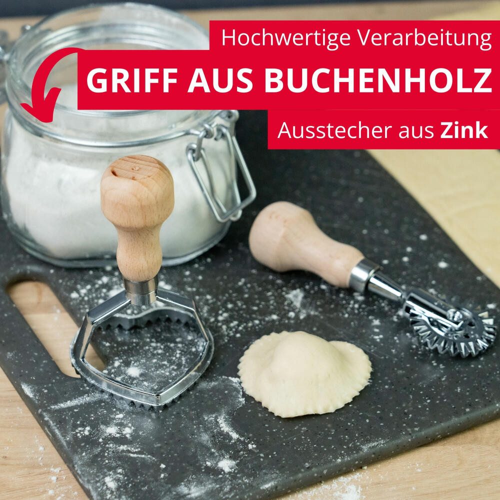 WESTMARK Ravioliform Vittoria – Praktischer Herz-Ausstecher – Zink, Buchenholz, langlebig, hochwertig, vielseitig
