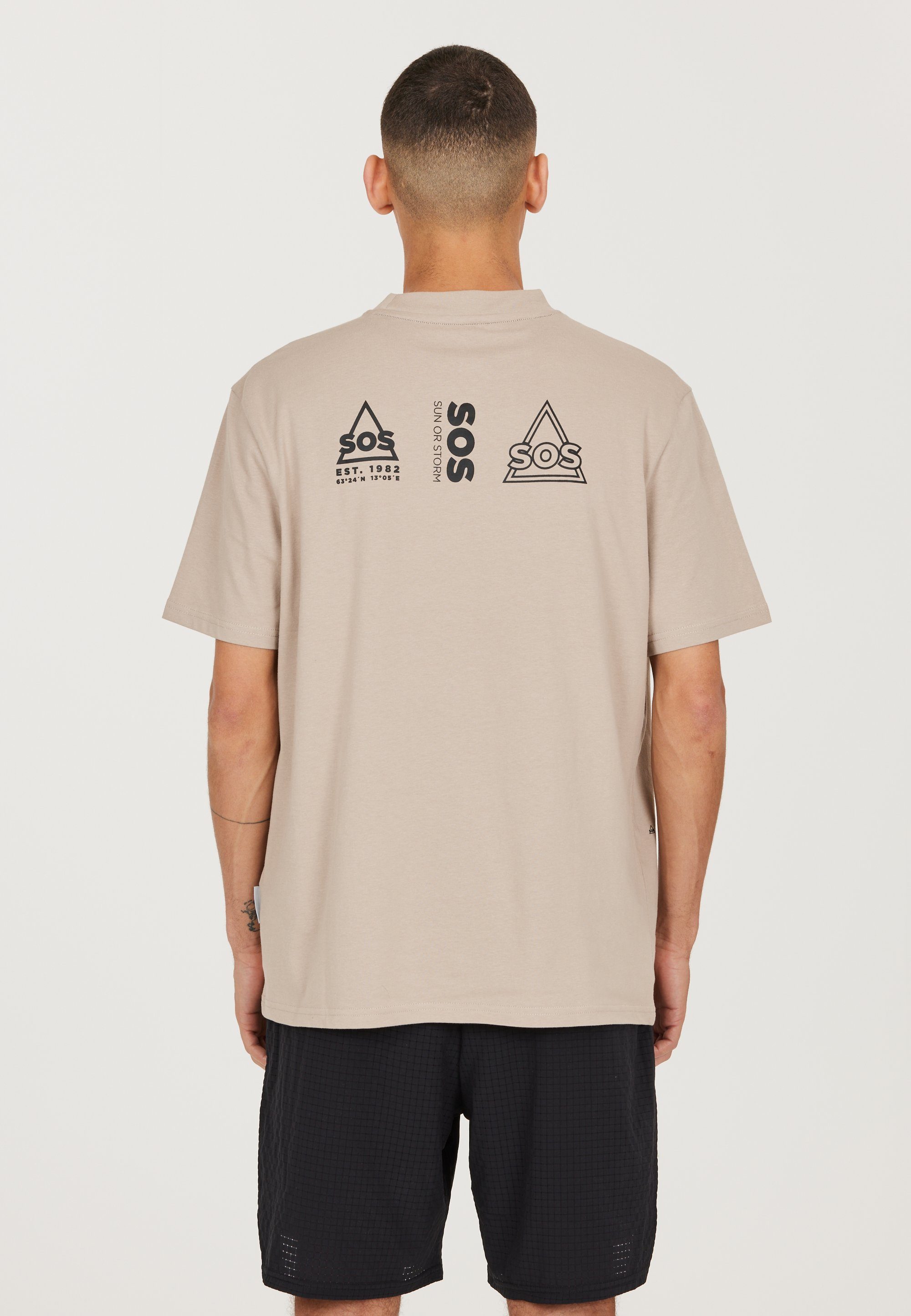 stylischem taupe SOS Funktionsshirt Logo-Design Dolomiti mit