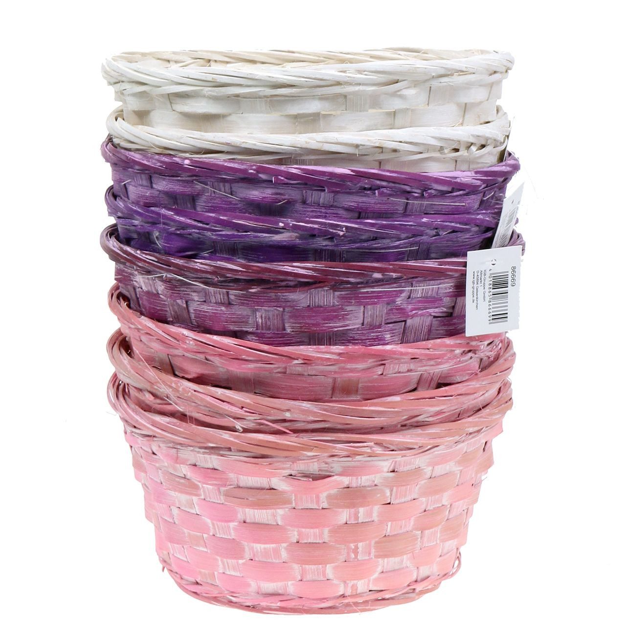 Florists Products Dekokorb Runde Spanschale in Lila/Weiß/Rosa, Dekokorb, Pflanzschale Ø, 8 Stück