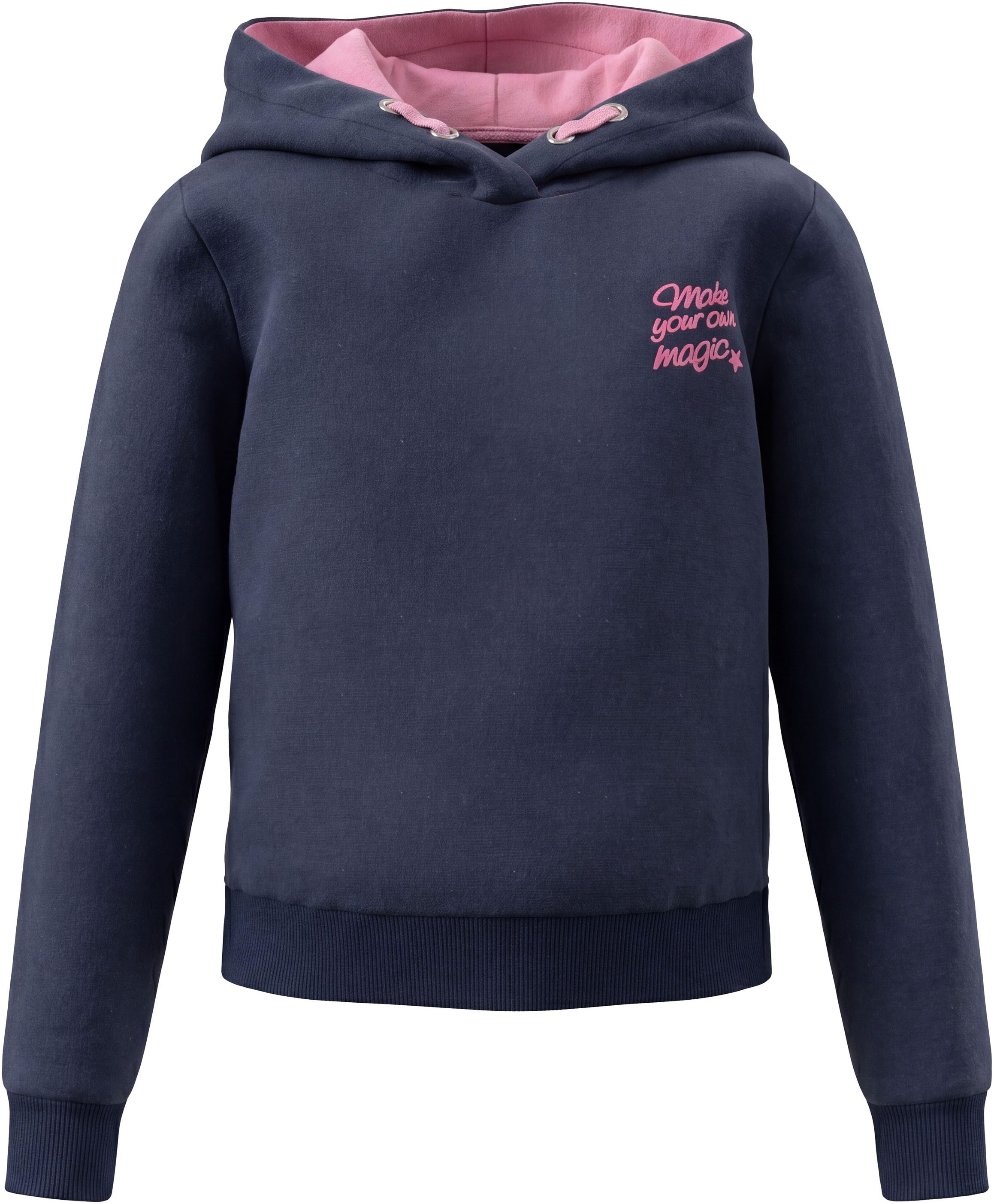 KIDSWORLD Kapuzenshirt Slogan Hoodie: MAKE YOUR OWN MAGIC Shirt mit Front- und Rückendruck, kurze Schnittform, Statement-Print – Bild 5 von 5