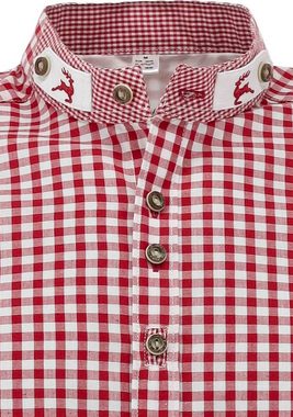 OS-Trachten Trachtenhemd Prabu Langarmhemd mit Stehkragen mit Riegel