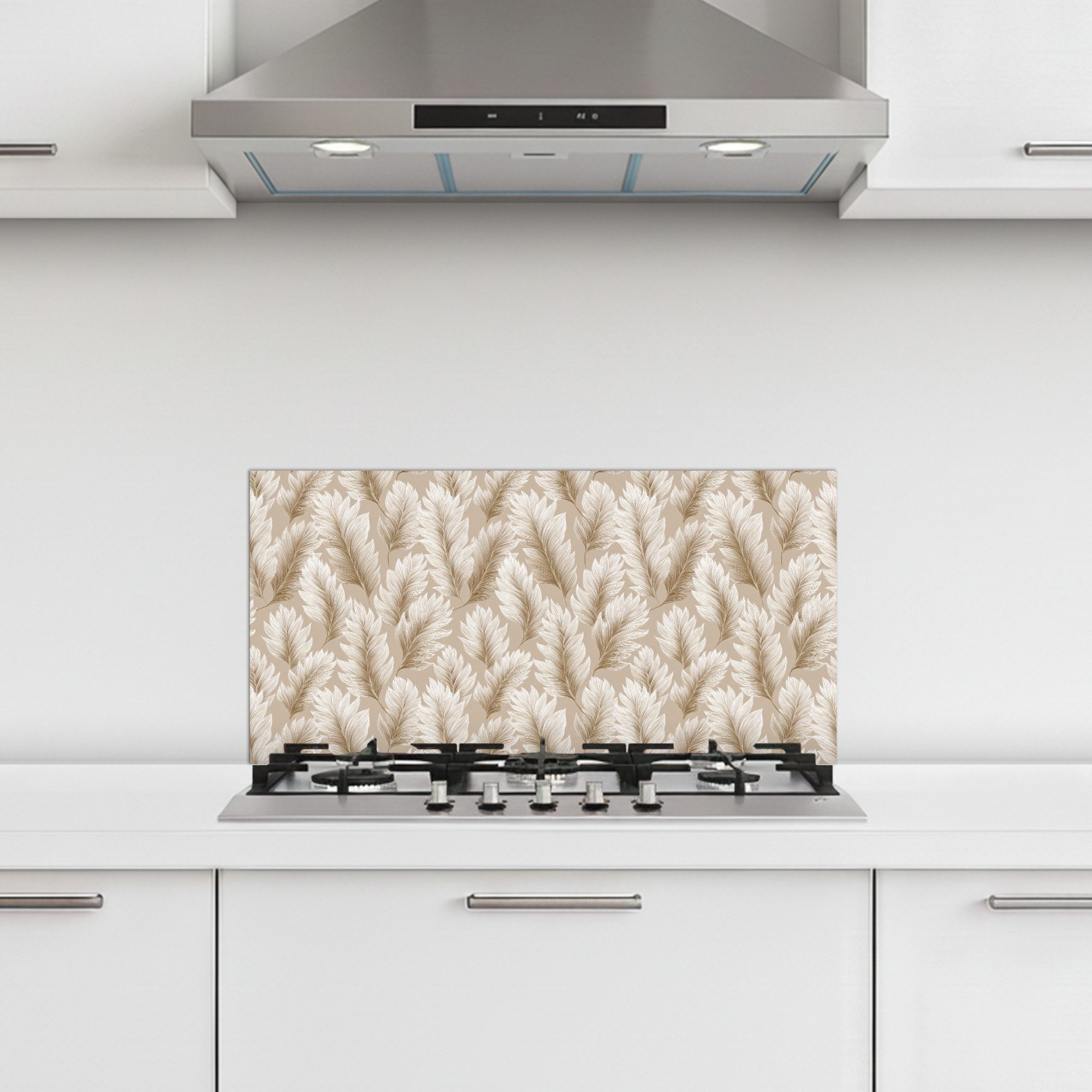 KitchenYeah Küchenrückwand selbstklebend (keine Folie) Botanisch - Muster - Beige, (1-tlg), Küchenrückwand, Spritzschutz, Kitchen, 60x30 cm