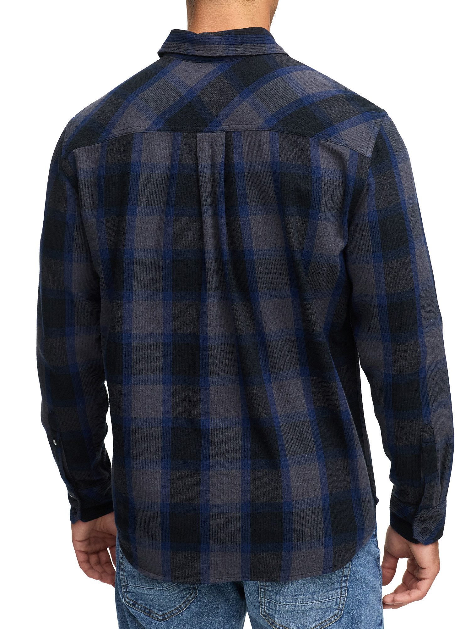 Indicode Langarmhemd Herren INPomal Herrenhemd Langarm Herren Karohemd aus 100% Baumwolle mit Brusttaschen und Umlegekragen