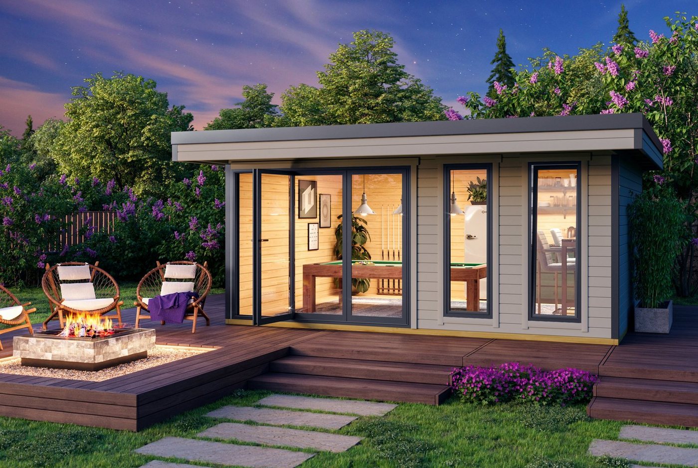 Thumbnail - LASITA MAJA Gartenhaus DOMEO 8 LICHTGRAU/ANTHRAZIT, BxT: 560x489,2 cm, (Set), Fundamentmass 5000 x 4000, Lichtgrau