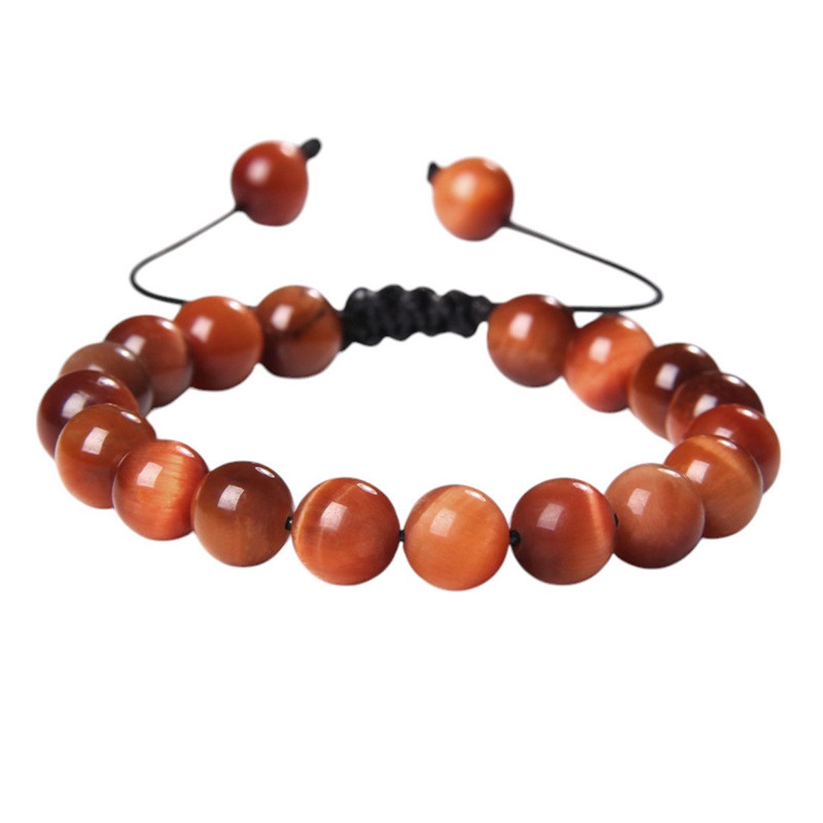 KARMA Perlenarmband Tigerauge Orange Edelsteinarmband Schiebeknoten (Armband Damen Herren, Edelsteinschmuck Tigeraugearmband), Unisex Damenarmband Herrenarmband