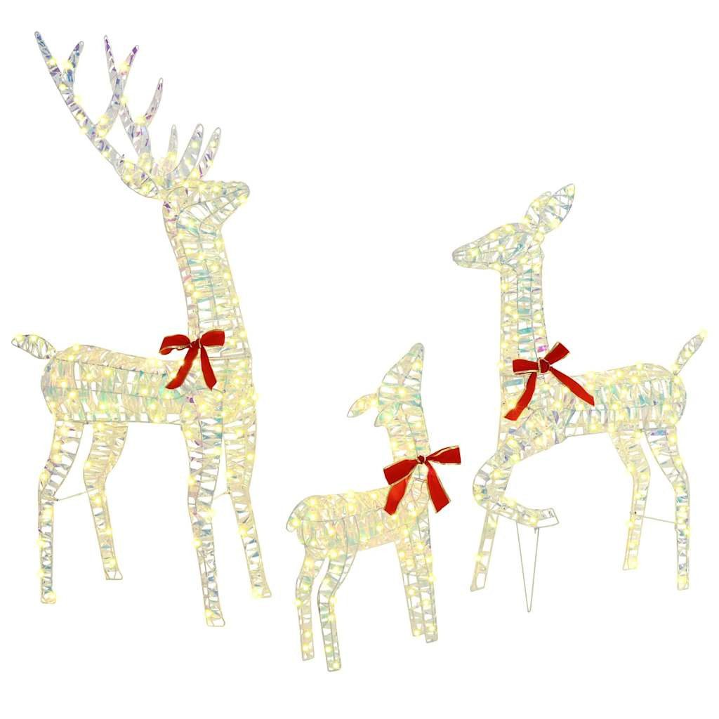 vidaXL Christbaumschmuck Rentierfamilie mit 300 LEDs 3 pcs Warmweiß 67 x 26 x 127 cm PET (3-tlg)