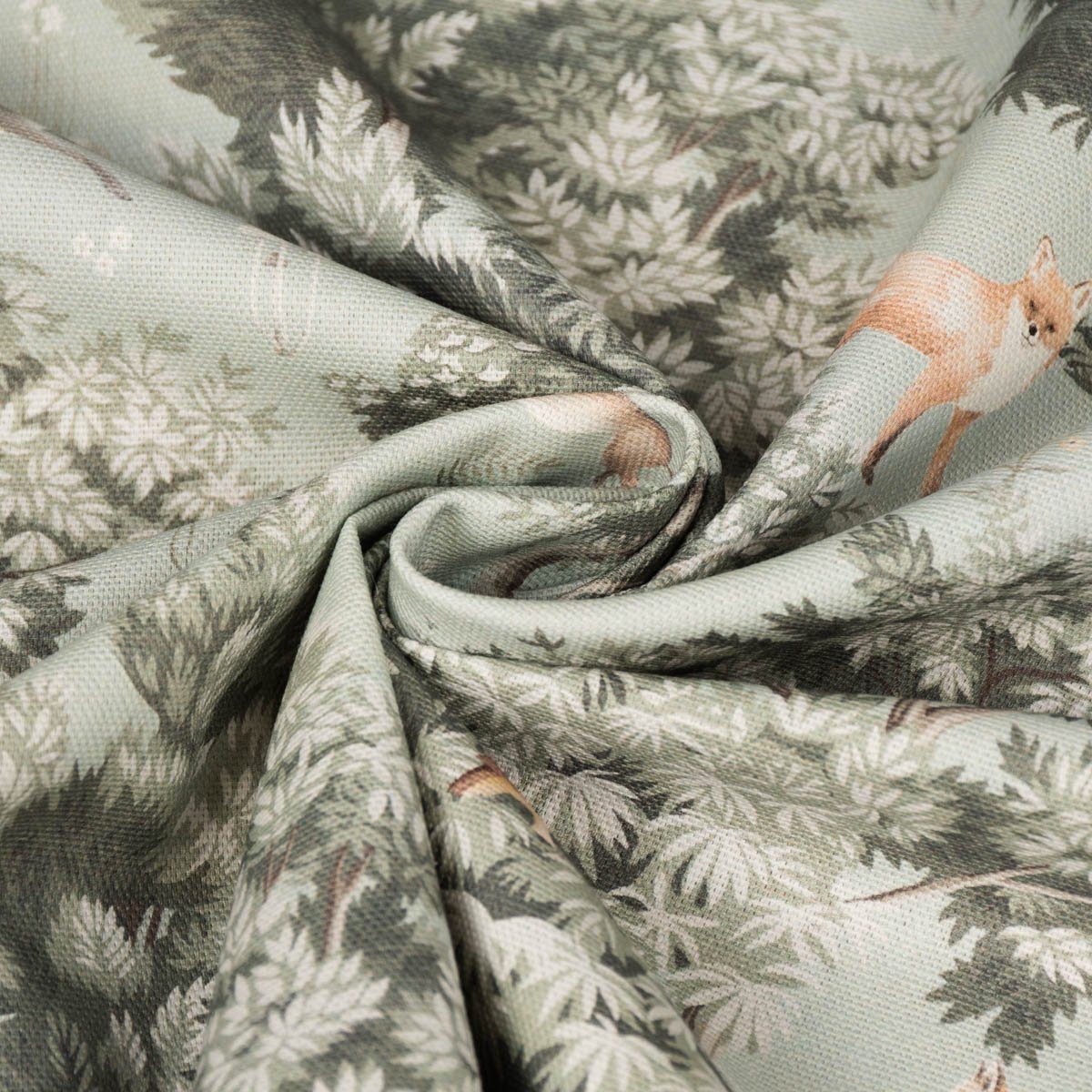 Vorhang SCHÖNER Fuchs Baumwolle, (1 Baumwolle made handmade, Bäume LEBEN., Vorhang vorgewaschen und LEBEN. in Germany, aus SCHÖNER Hasen blickdicht, St), Smokband mintgrün, Digitaldruck