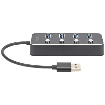 Digitus USB-Verteiler Digitus DA-70247 4 Port USB 3.0-Hub drehbar, einzeln schaltbar, LED-An