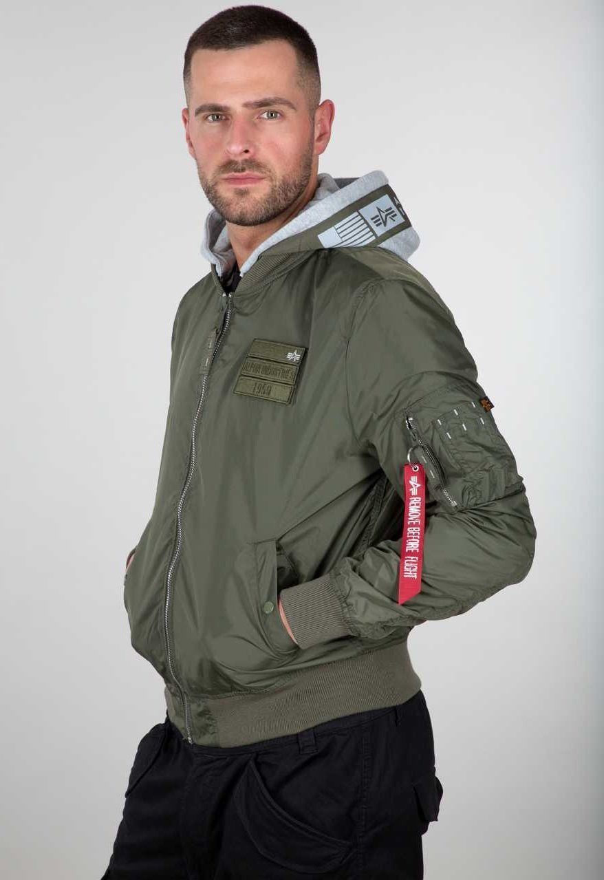 Alpha Industries Funktionsjacke Fliegerjacke MA-1 TT Custom mit Kapuze olivegrün Herren