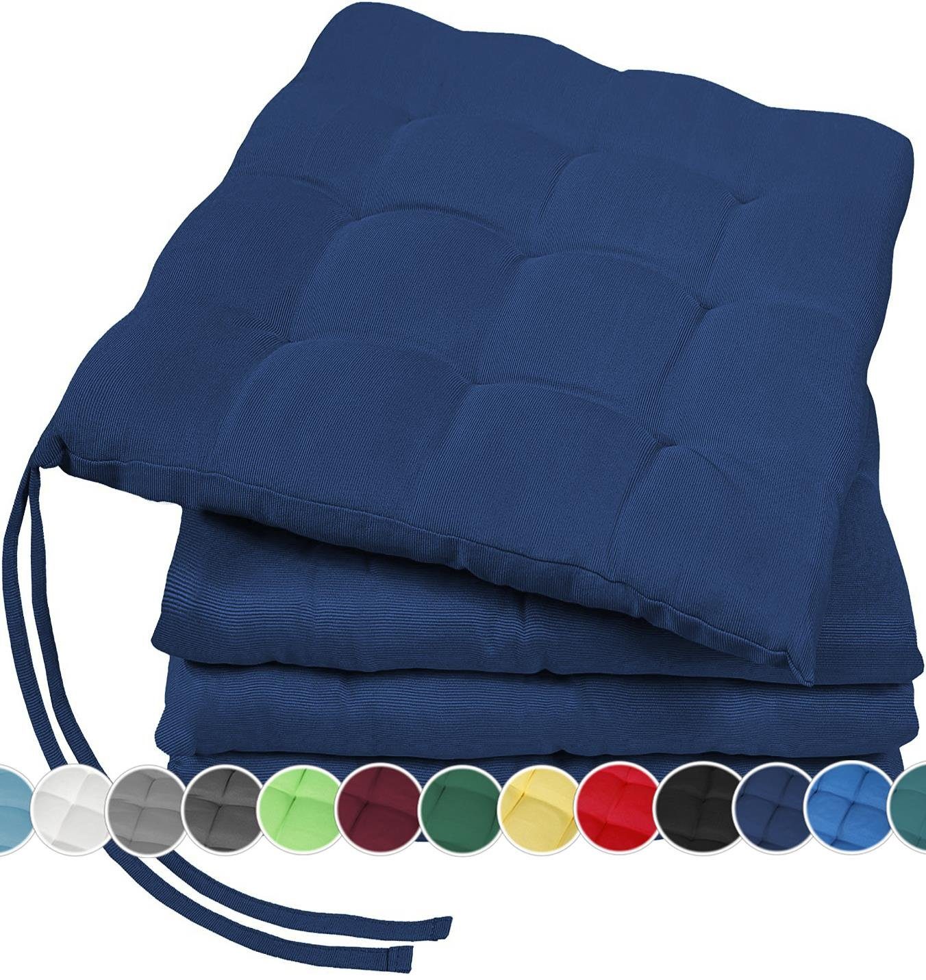 GREEN MARK Textilien Sitzkissen oder blau Außen weich gefüllt, Innen, 40x40cm für Navy Sitzkissen, Stuhlkissen