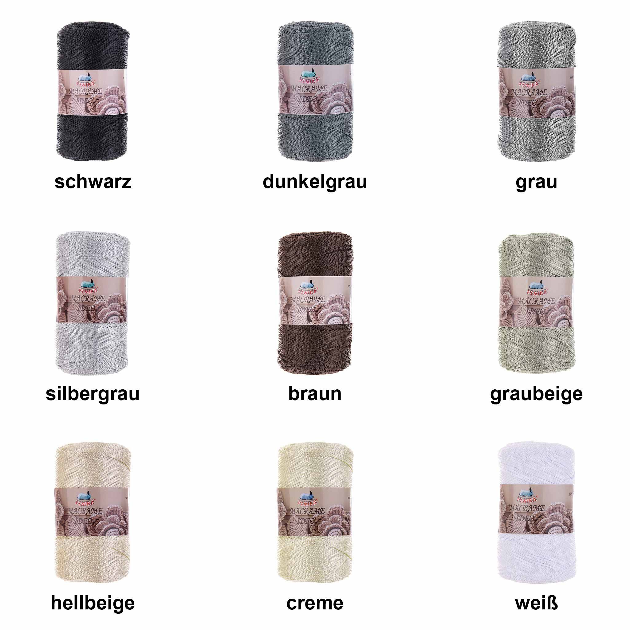 maDDma 4 x 250g Strickgarn Macrame Ideo Unifarben Häkelgarn Flechtgarn Häkelwolle, 1000 m (Sparpaket (4 Knäuel je 250g), pastellgelb