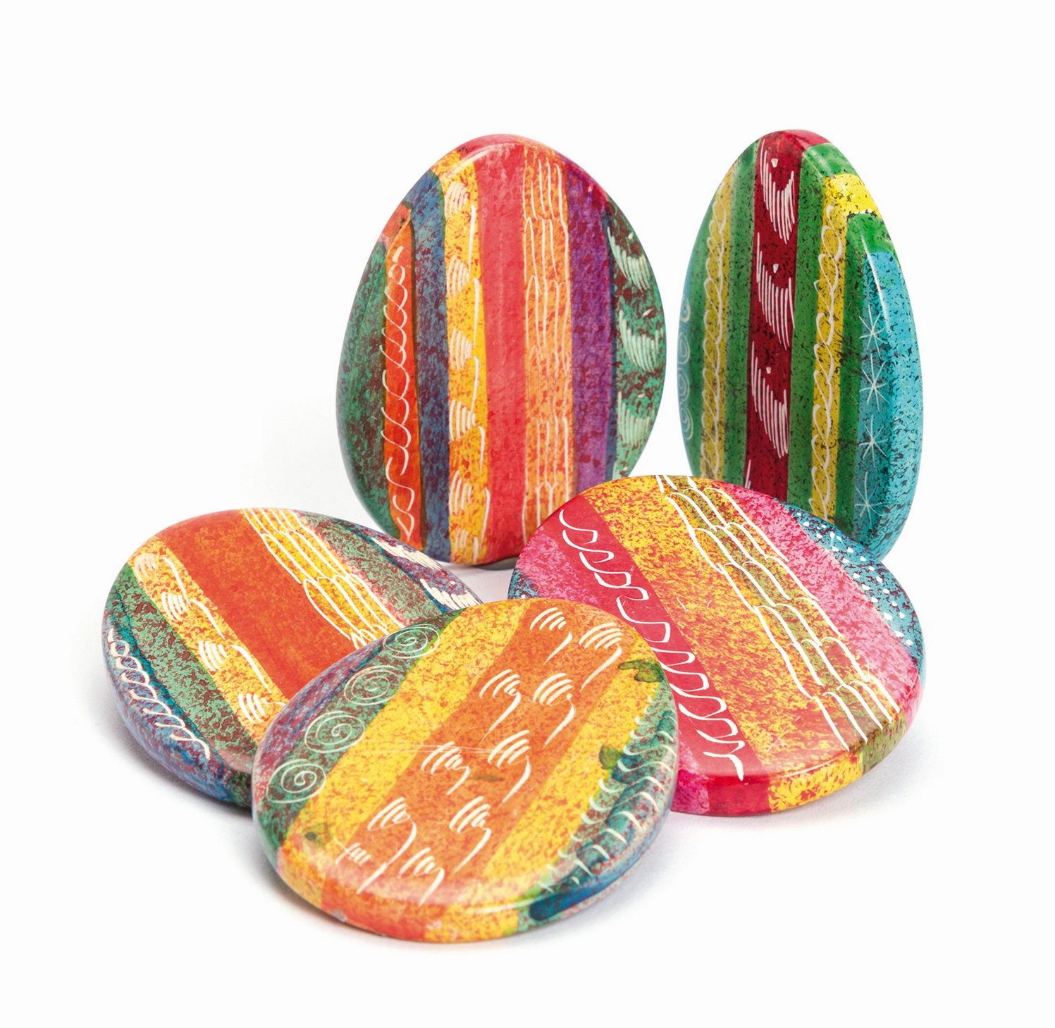 El Puente Osterei Deko-Ei "Retro" aus Kisii-Speckstein, Handmade, Fair Trade
