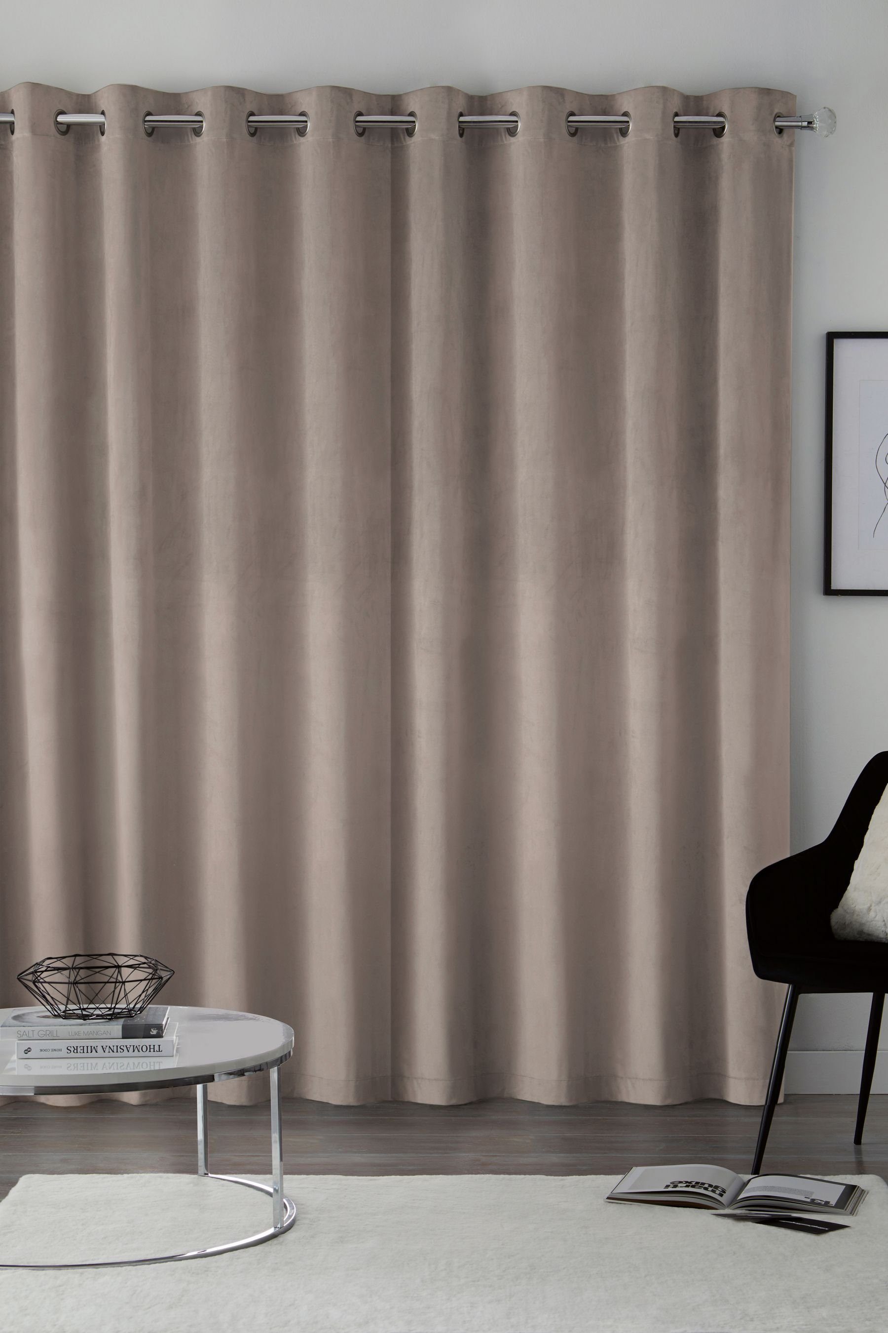 Next Vorhang Gefütterte Ösenvorhänge aus Mattsamt (2 St) günstig online kaufen